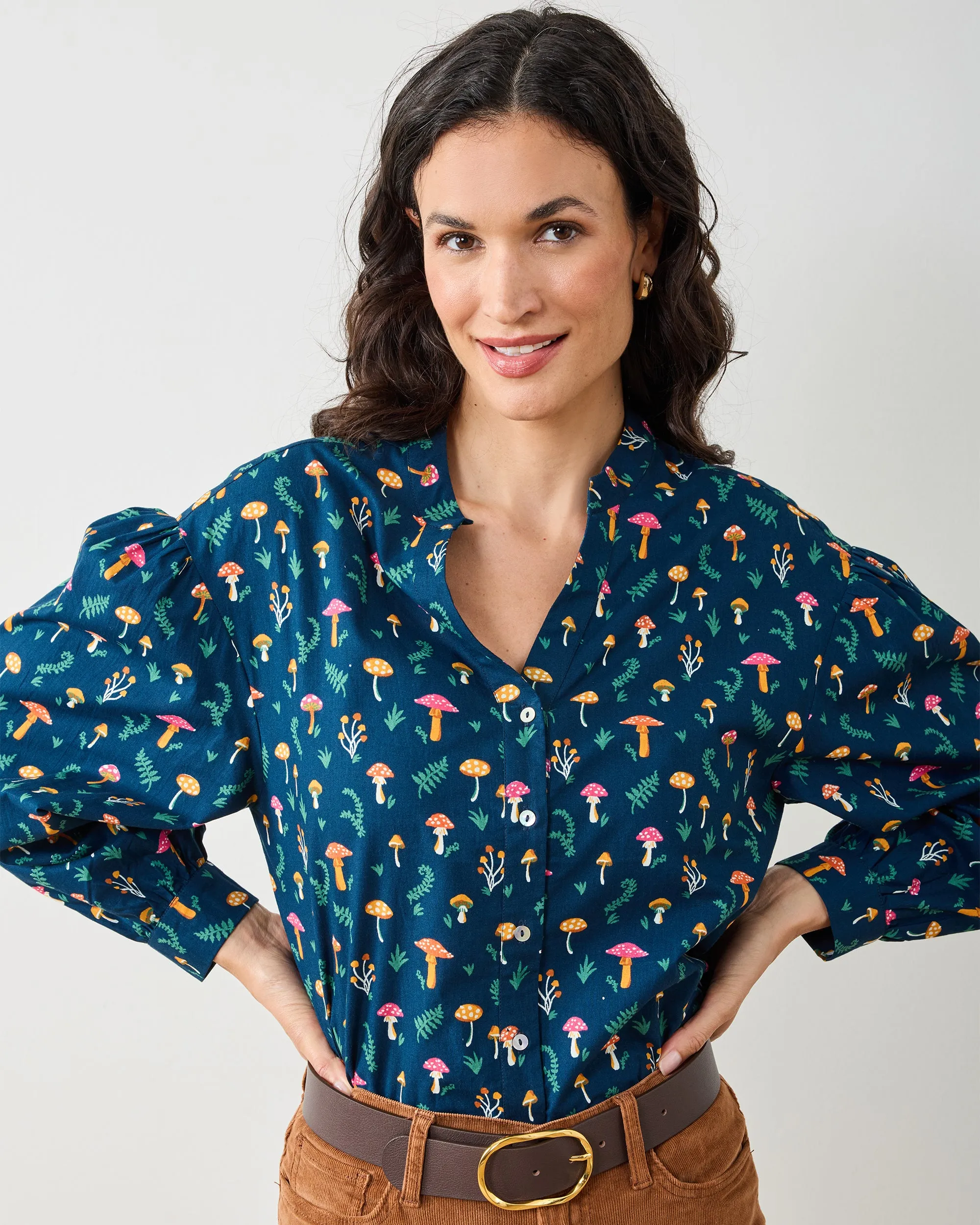 Mushroom Medley - Night Sky Blouse - Navy sold by Printfresh product image thumbnail 2