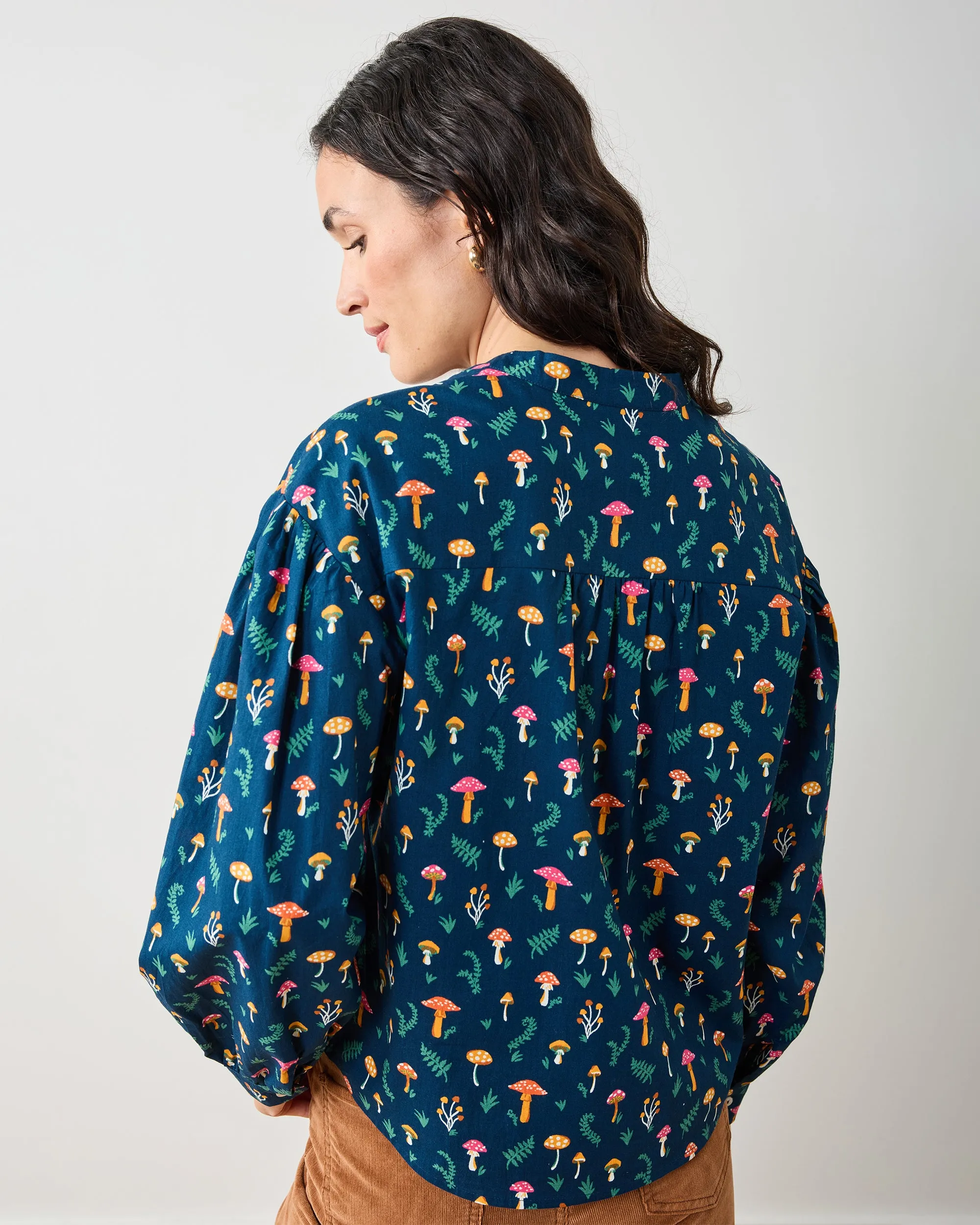 Mushroom Medley - Night Sky Blouse - Navy sold by Printfresh product image thumbnail 4