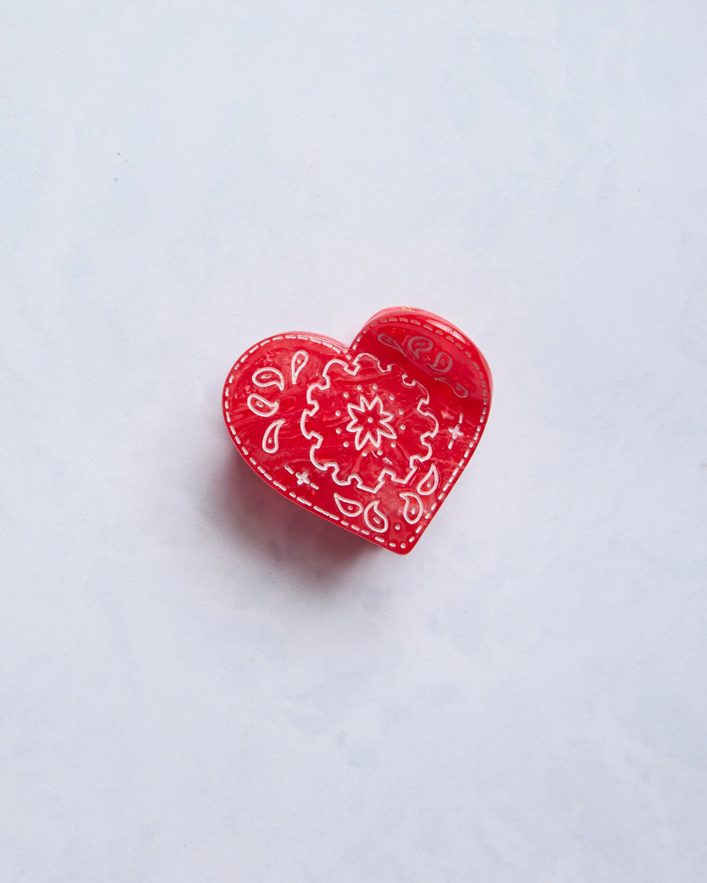 Red Paisley - Hand Painted Heart Claw Hair Clip sold by Printfresh product image thumbnail 3