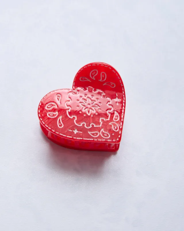 Red Paisley - Hand Painted Heart Claw Hair Clip sold by Printfresh
