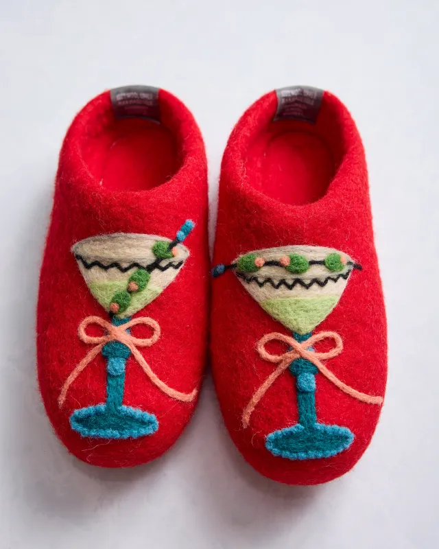Blinis & Martinis - French Knot X PF Slipper - Red sold by Printfresh