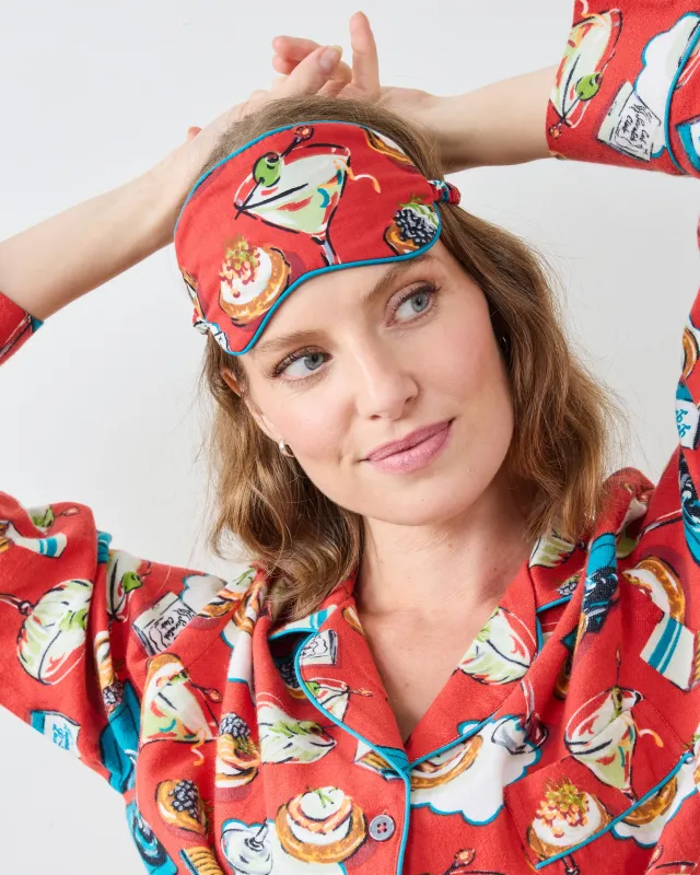 Blinis & Martinis - Midweight Flannel Eye Mask - Matchbook Red made by Printfresh