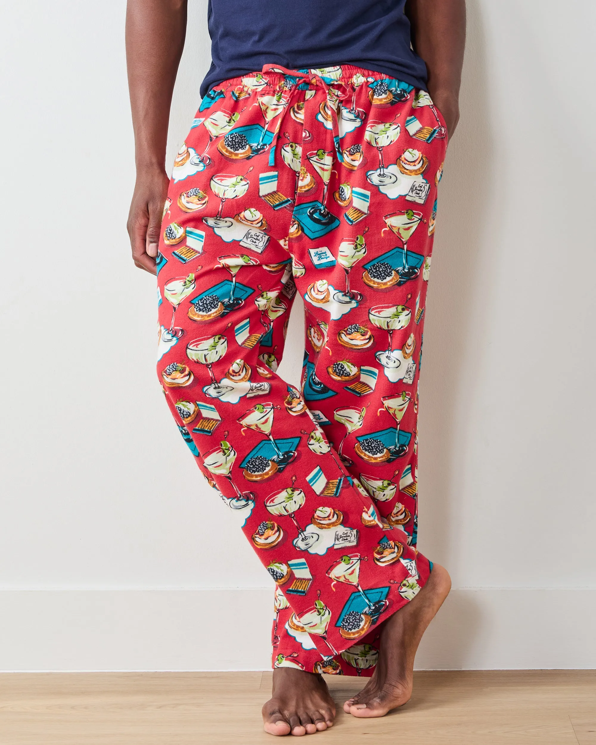 Blinis & Martinis - Midweight Flannel Men's PJ Pants - Matchbook Red sold by Printfresh product image thumbnail 3