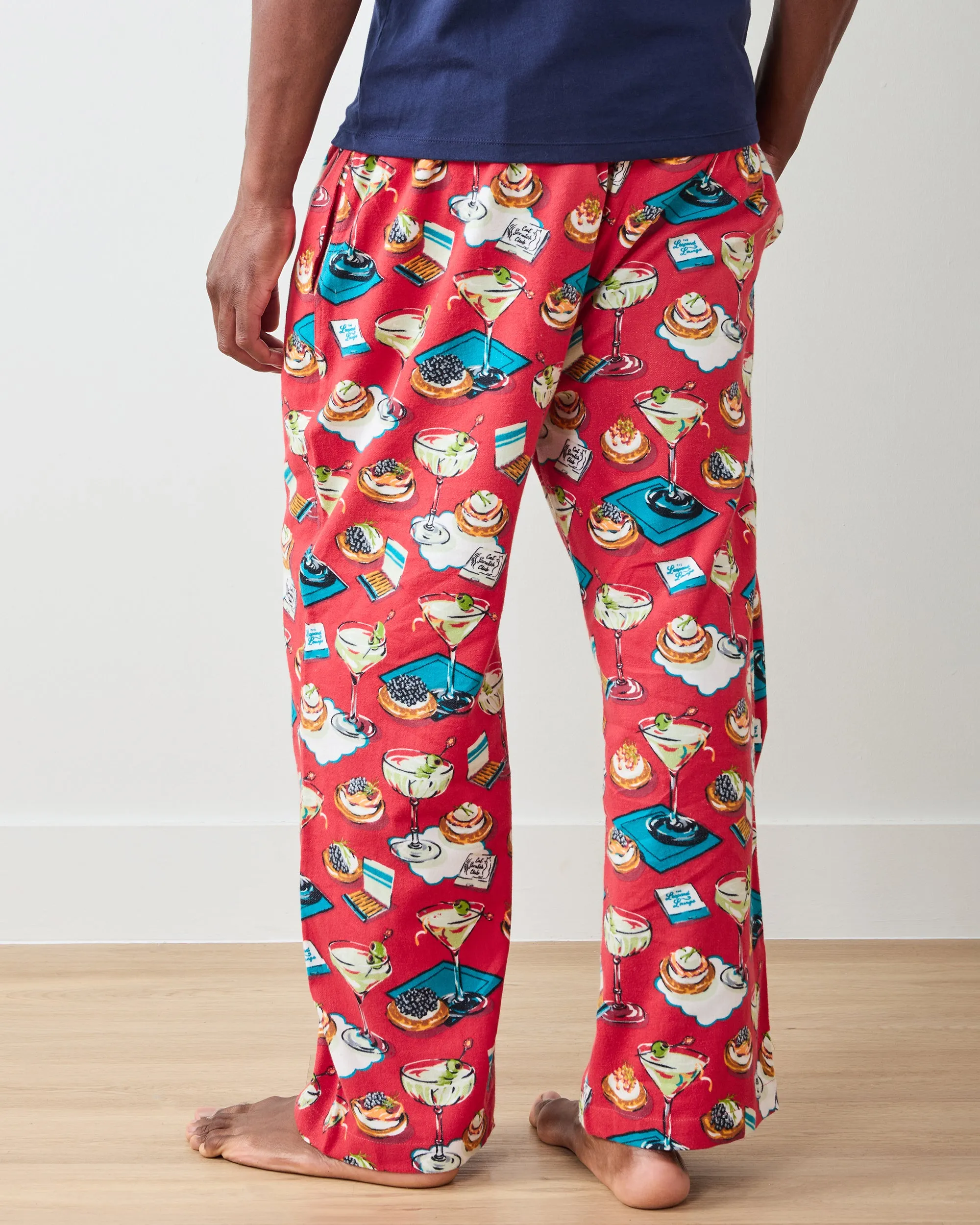 Blinis & Martinis - Midweight Flannel Men's PJ Pants - Matchbook Red sold by Printfresh product image thumbnail 4