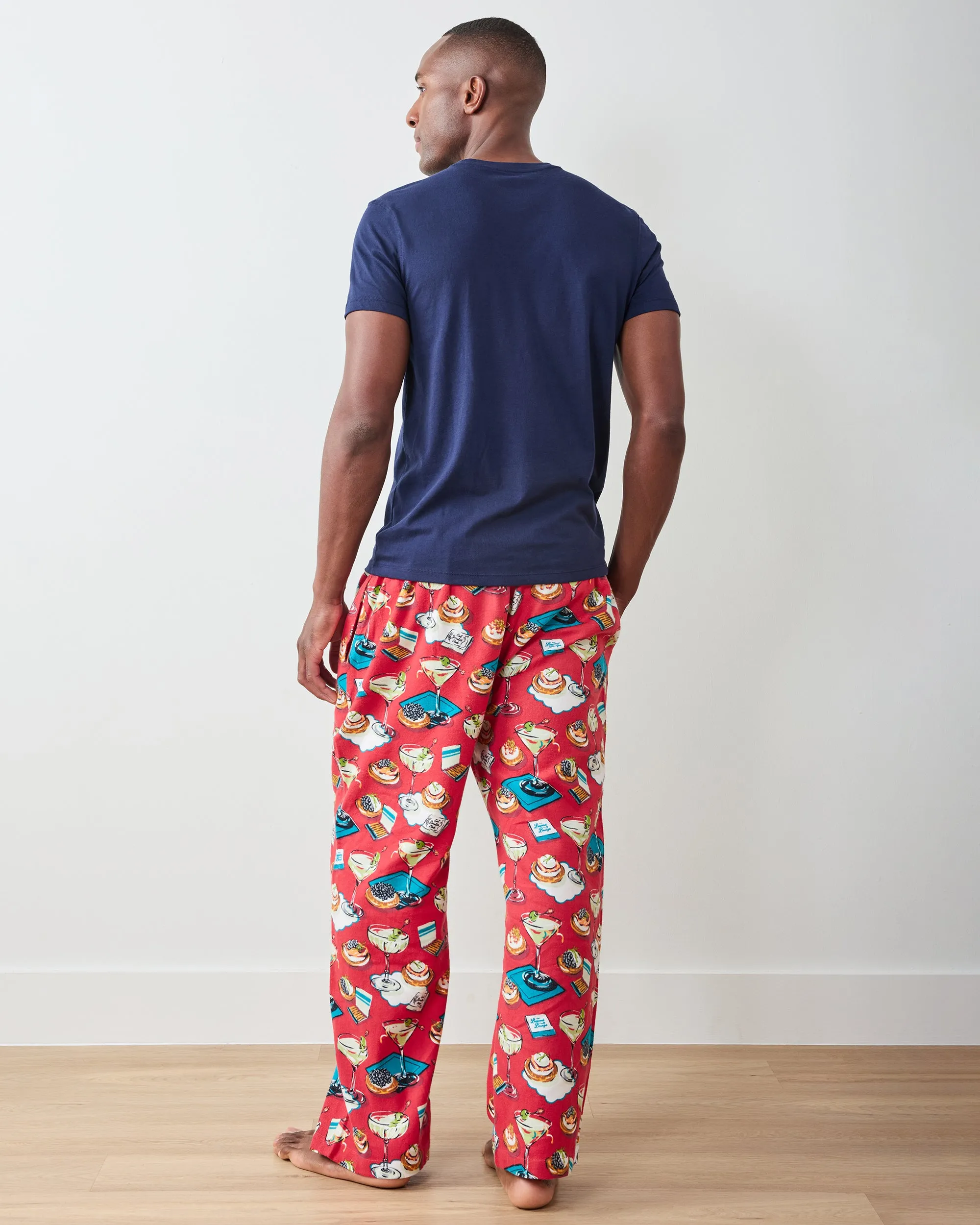 Blinis & Martinis - Midweight Flannel Men's PJ Pants - Matchbook Red sold by Printfresh product image thumbnail 5