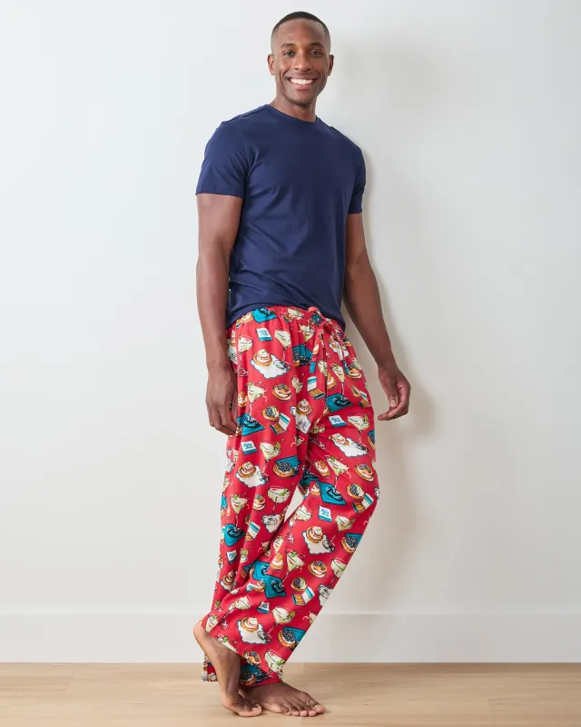 Blinis & Martinis - Midweight Flannel Men's PJ Pants - Matchbook Red sold by Printfresh