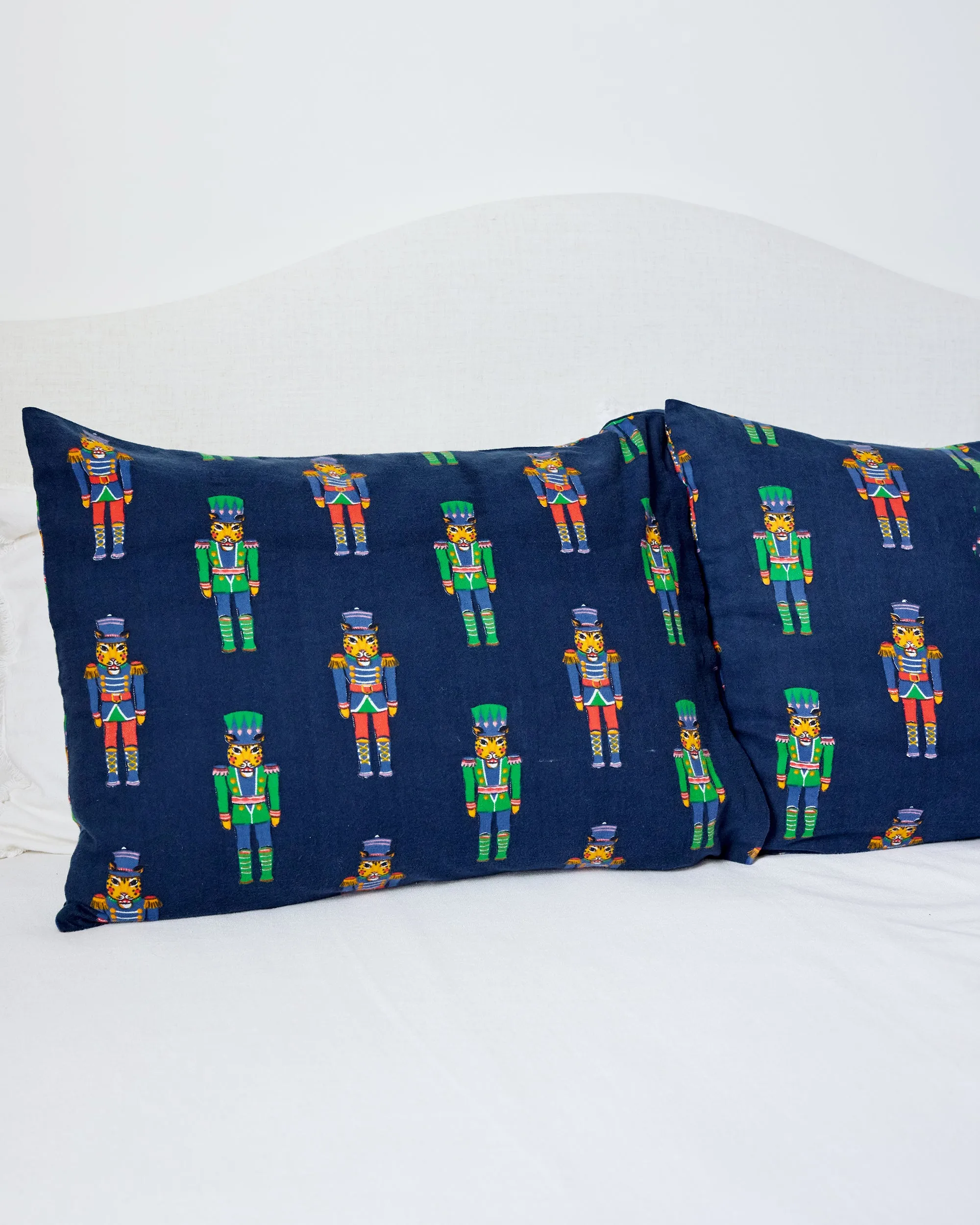 Leopard Nutcrackers - Lightweight Flannel Pillowcase Set of 2 - Navy sold by Printfresh product image thumbnail 3
