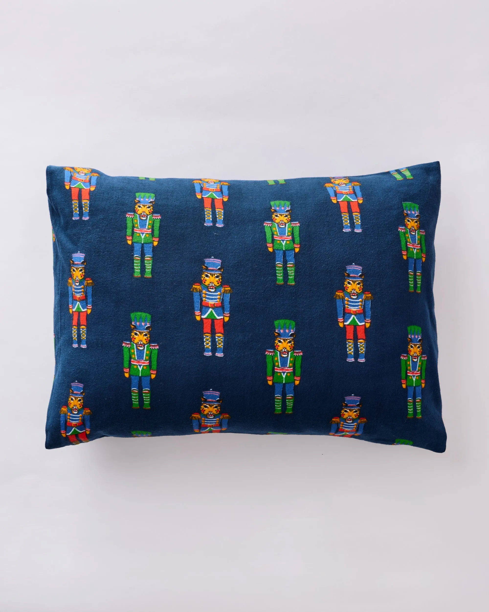 Leopard Nutcrackers - Lightweight Flannel Pillowcase Set of 2 - Navy sold by Printfresh