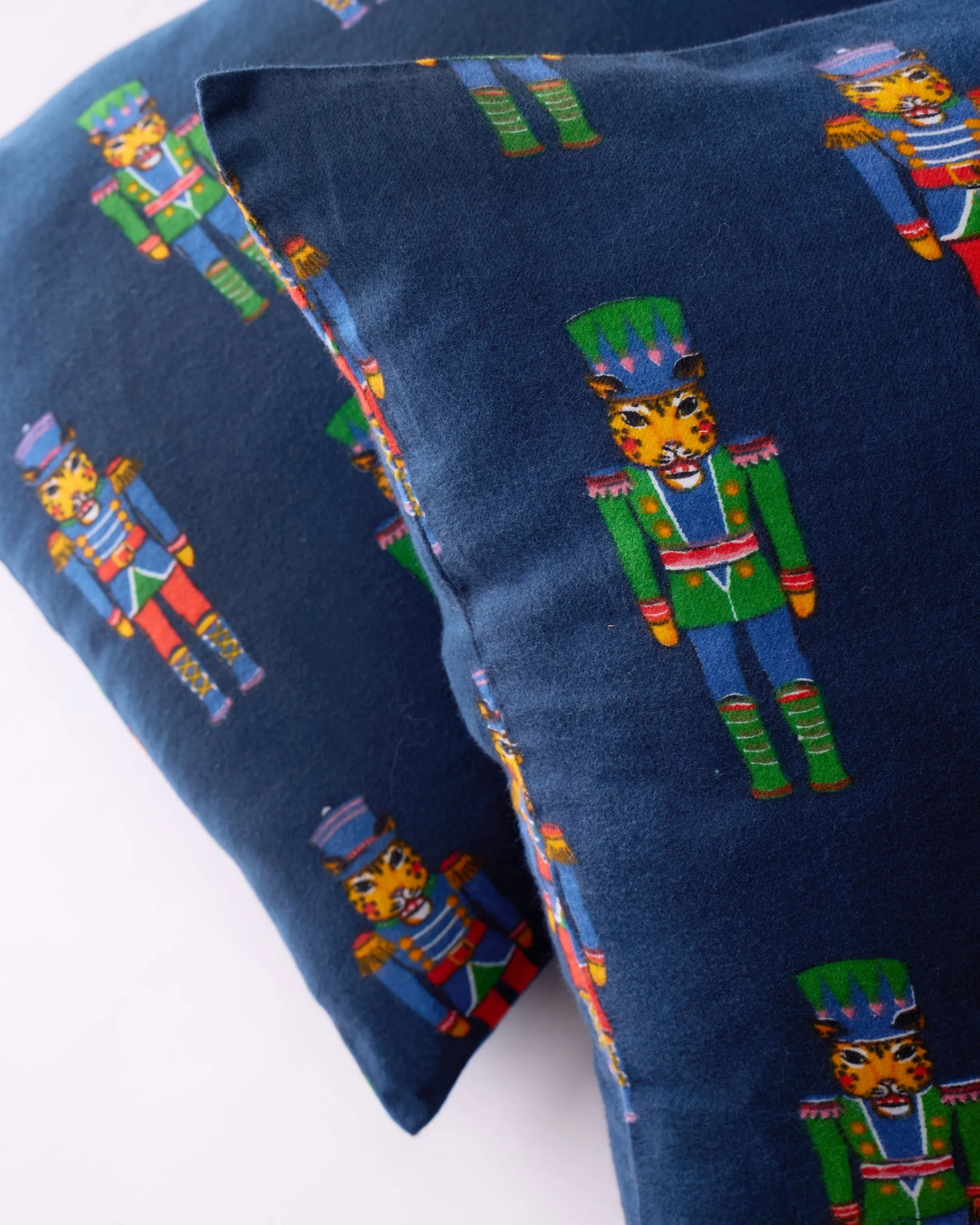 Leopard Nutcrackers - Lightweight Flannel Pillowcase Set of 2 - Navy sold by Printfresh product image thumbnail 2