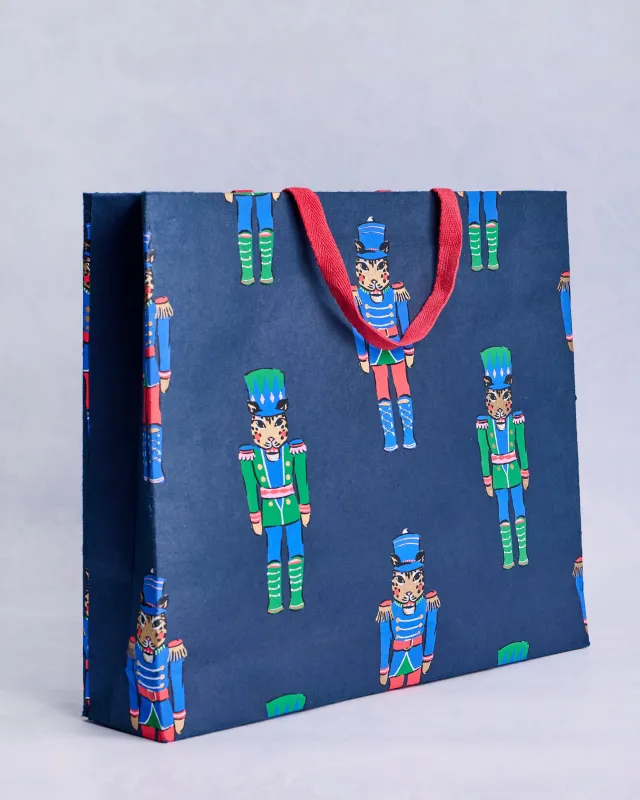Leopard Nutcrackers - Handmade Gift Bag - Navy sold by Printfresh