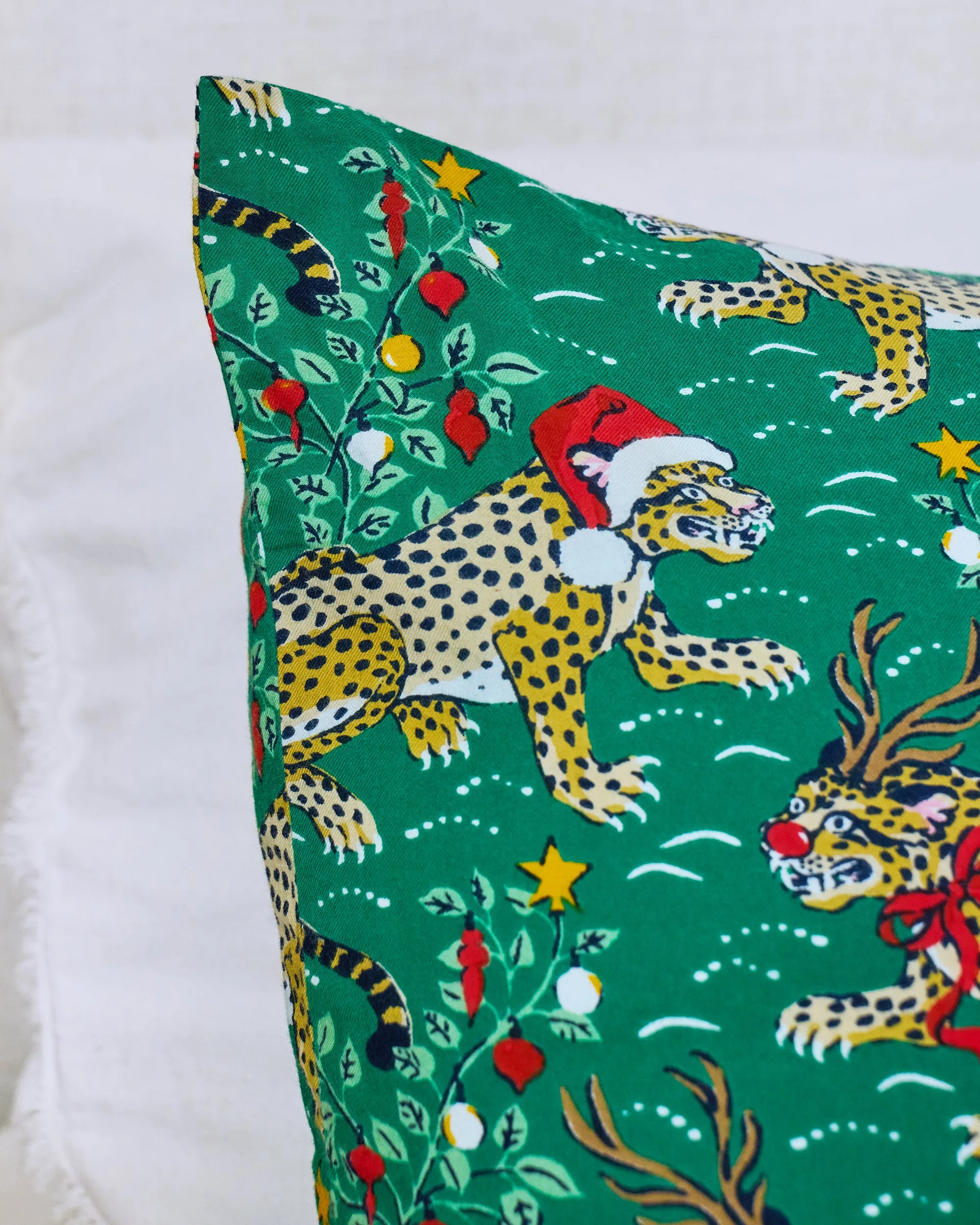 Very Merry Bagheera - Lightweight Flannel Pillowcase Set of 2 - Mistletoe sold by Printfresh product image thumbnail 4