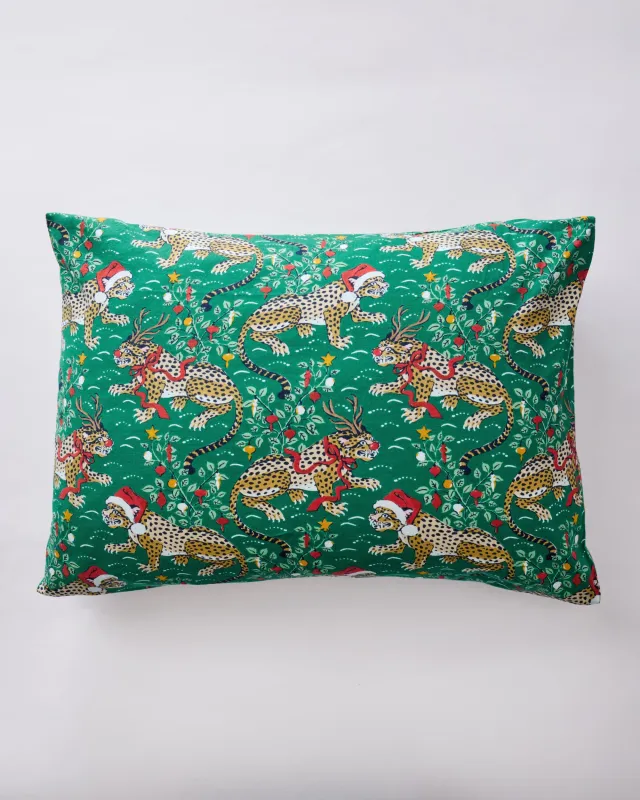 Very Merry Bagheera - Lightweight Flannel Pillowcase Set of 2 - Mistletoe sold by Printfresh