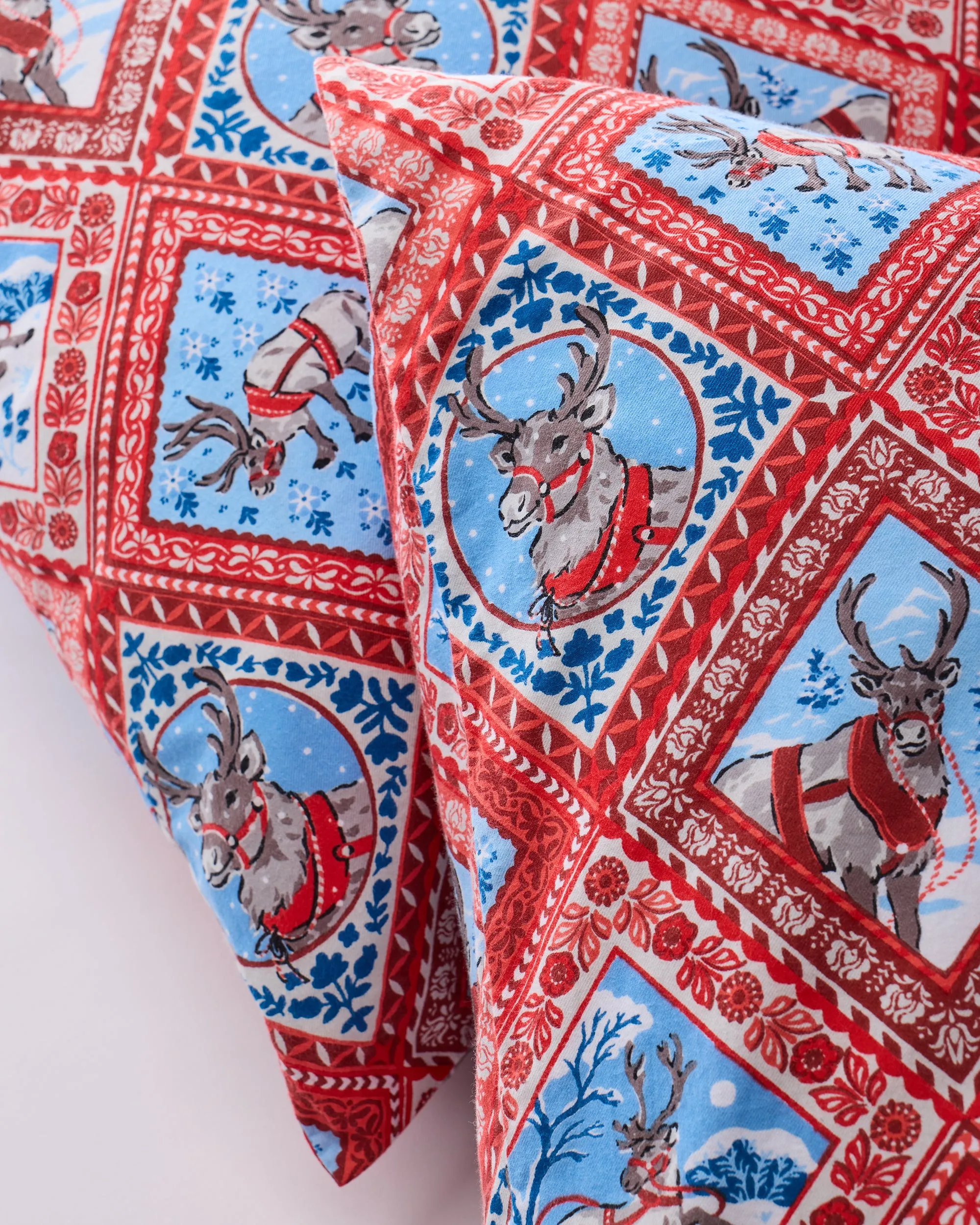 Reindeer Games - Lightweight Flannel Pillowcase Set of 2 - Red Sleigh sold by Printfresh product image thumbnail 2