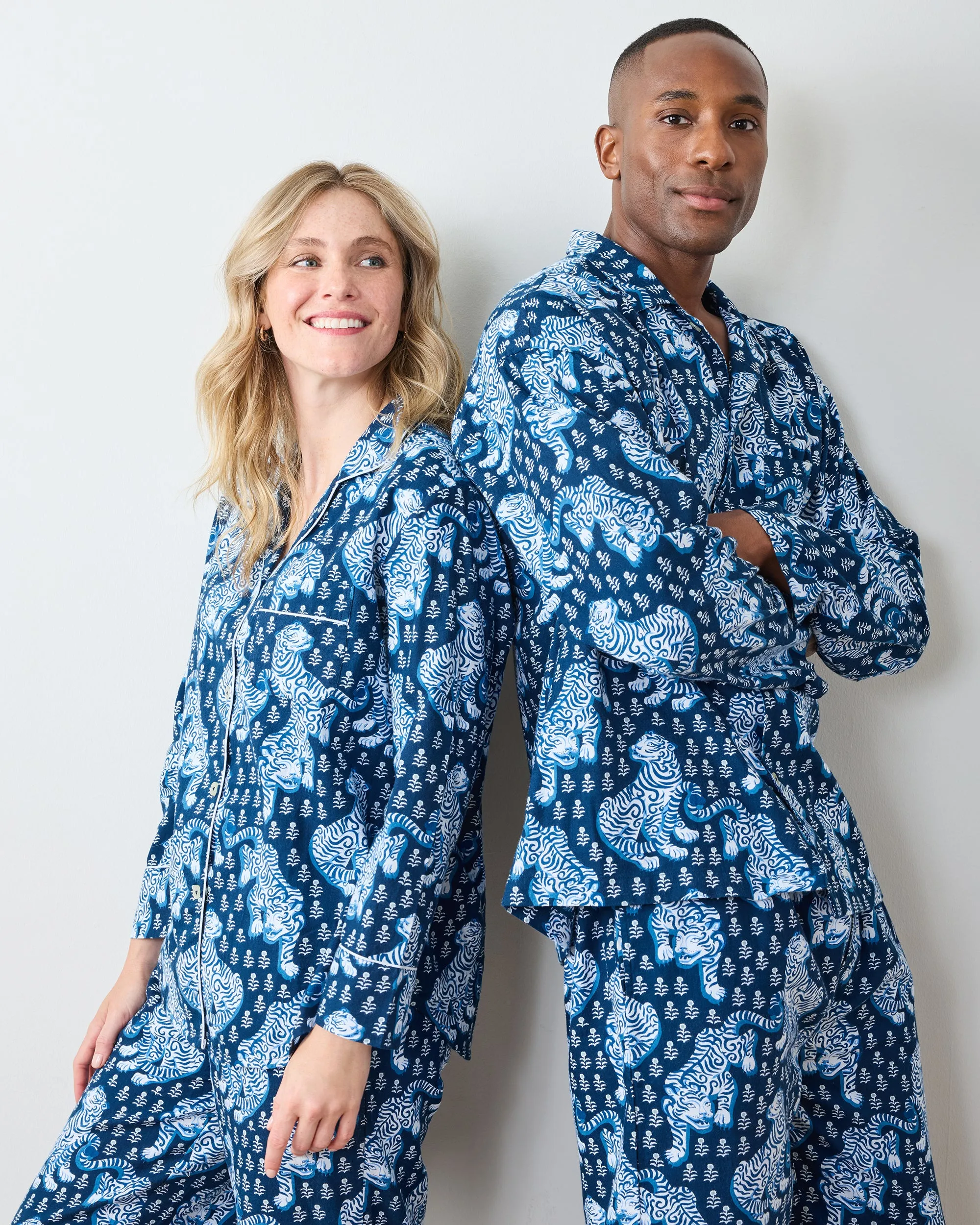 Tiger Queen - Lightweight Flannel Long PJ Set - Indigo sold by Printfresh product image thumbnail 2