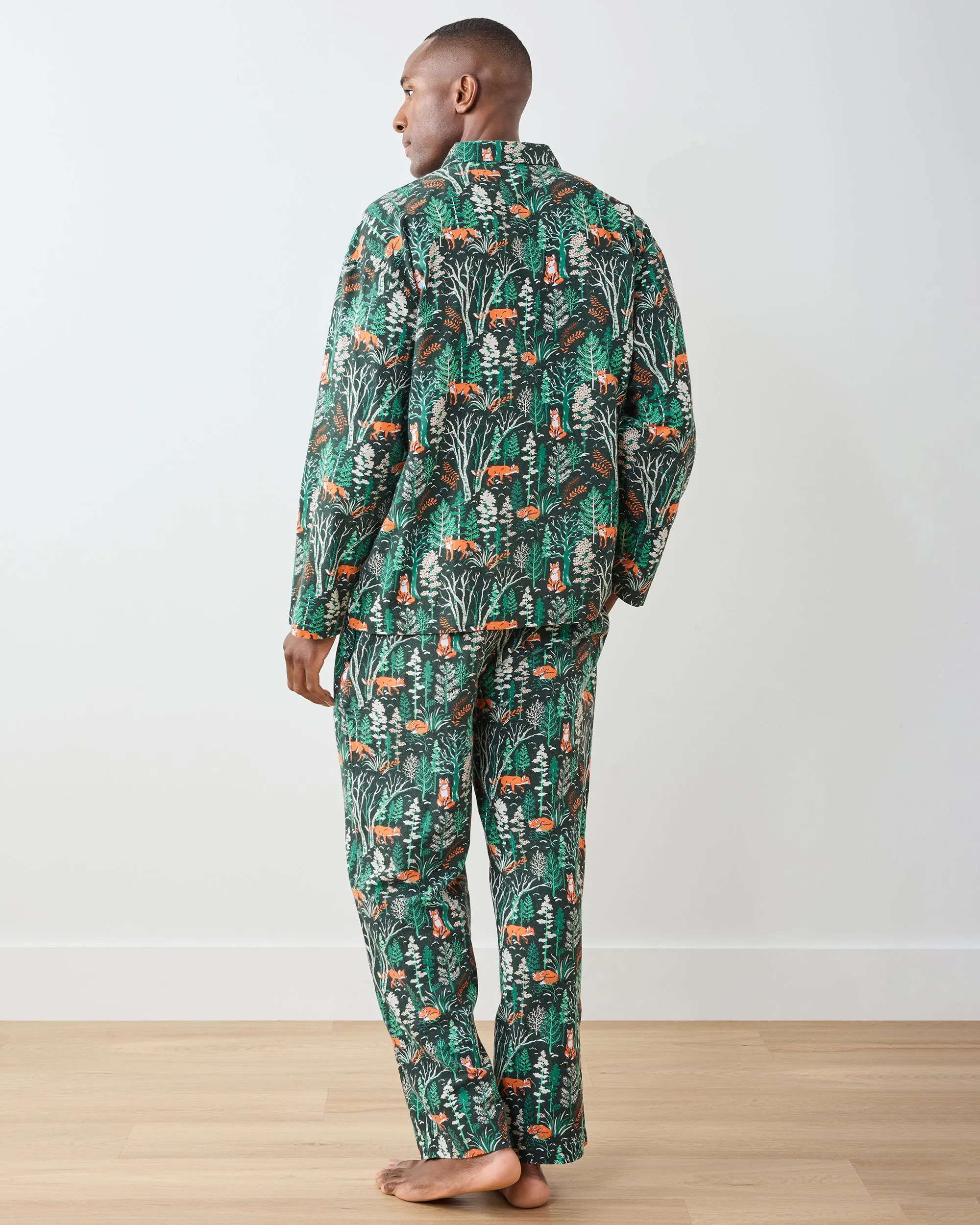 Fox & Folklore - Men's Lightweight Flannel Long PJ Set - Juniper sold by Printfresh product image thumbnail 5