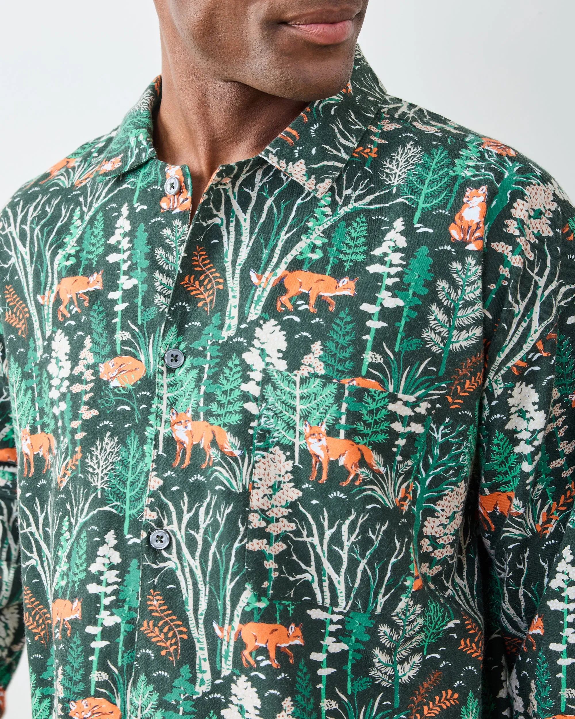 Fox & Folklore - Men's Lightweight Flannel Long PJ Set - Juniper sold by Printfresh product image thumbnail 4