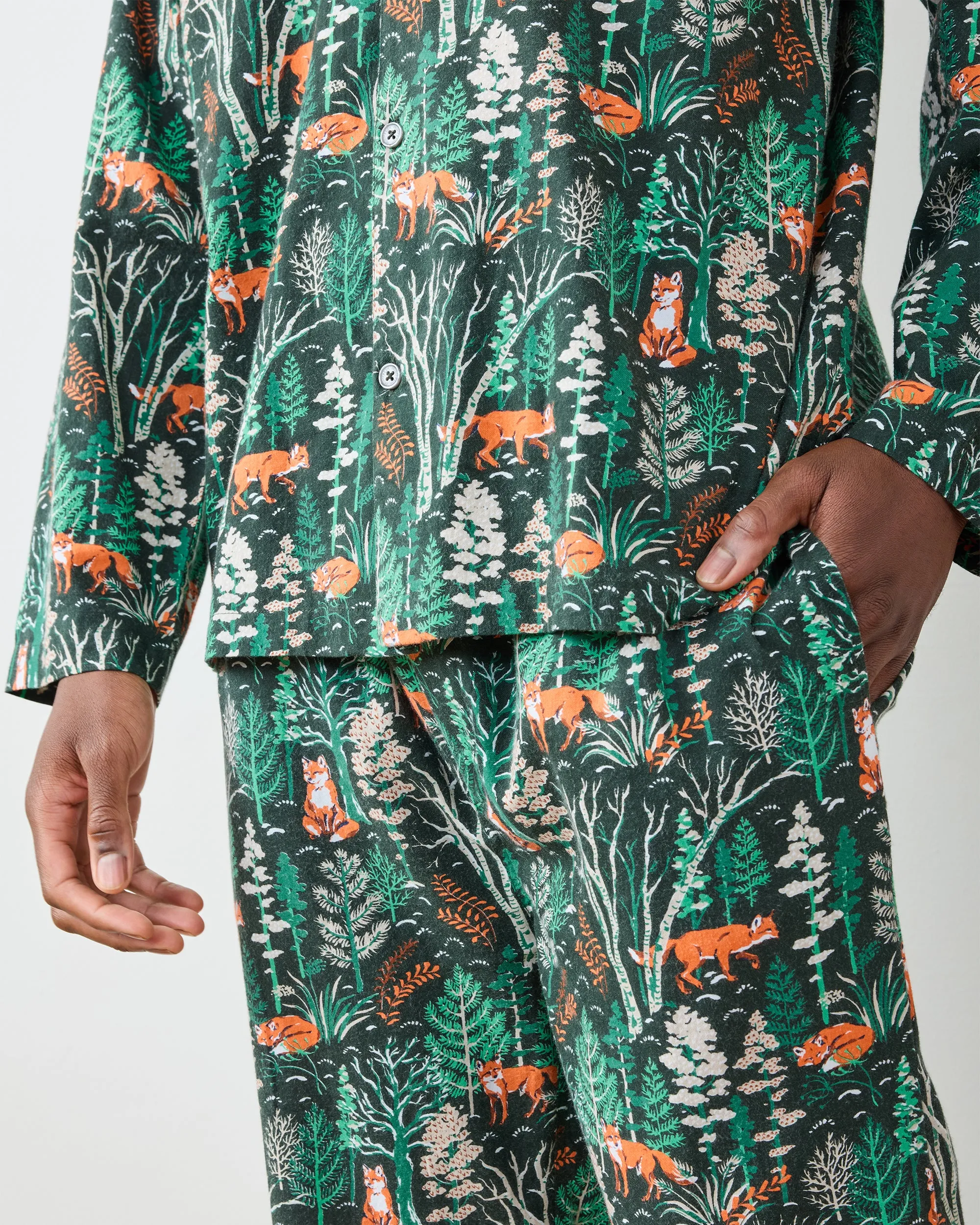 Fox & Folklore - Men's Lightweight Flannel Long PJ Set - Juniper sold by Printfresh product image thumbnail 3