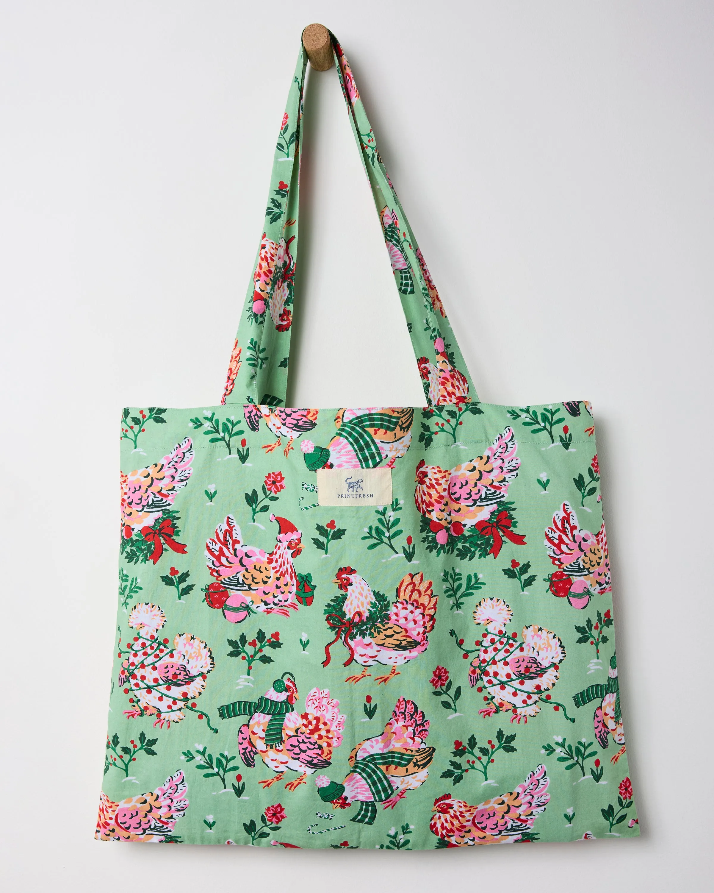 Holiday Hens - Go To Tote - Sage sold by Printfresh