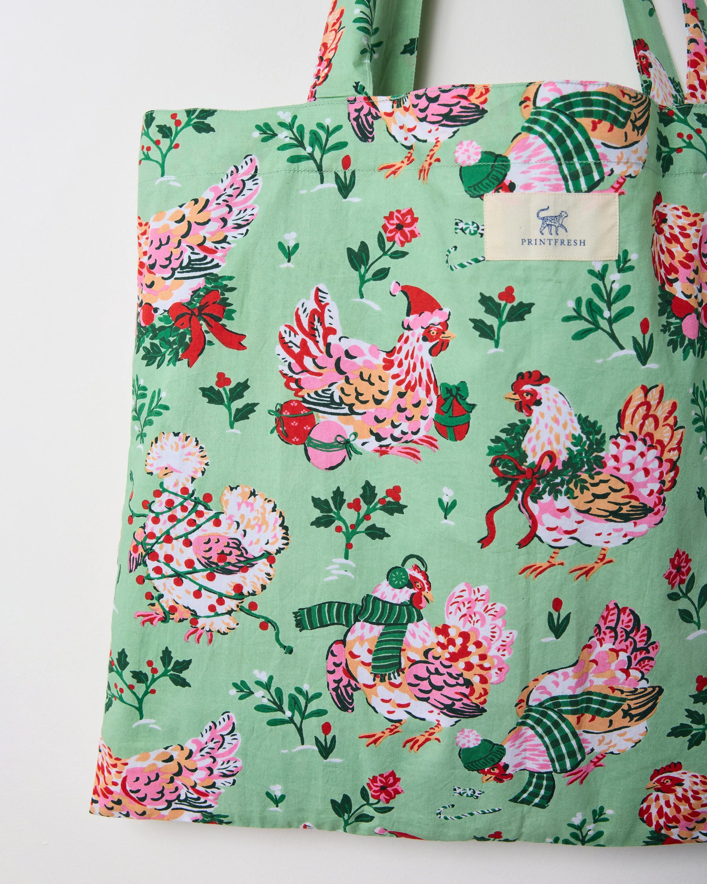 Holiday Hens - Go To Tote - Sage sold by Printfresh product image thumbnail 2