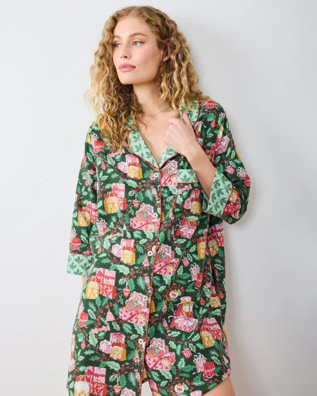 Holly Gifts - Lightweight Flannel Sleep Shirt - Garland sold by Printfresh