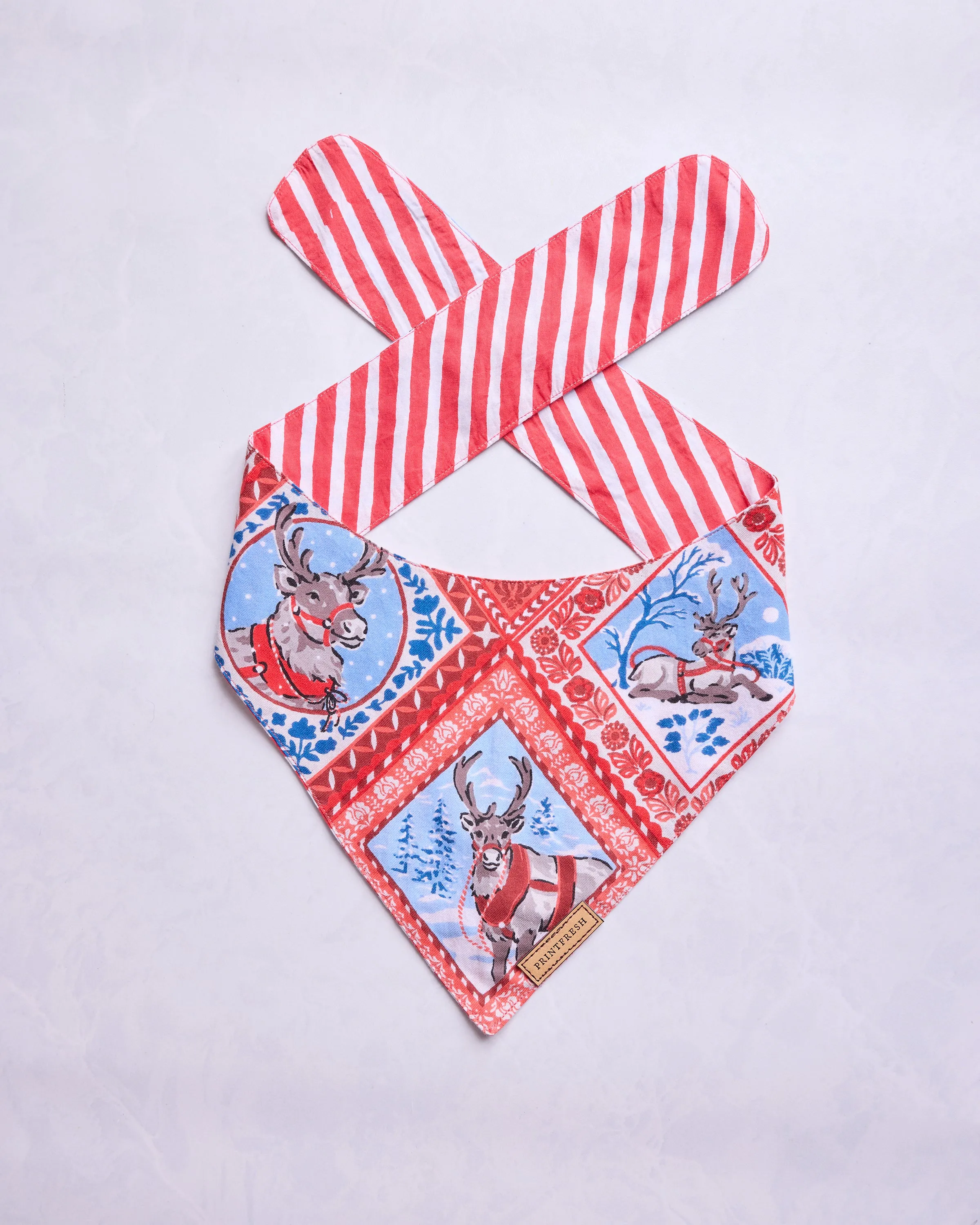 Reindeer Games - Lightweight Flannel Pet Bandana - Red Sleigh sold by Printfresh product image thumbnail 4