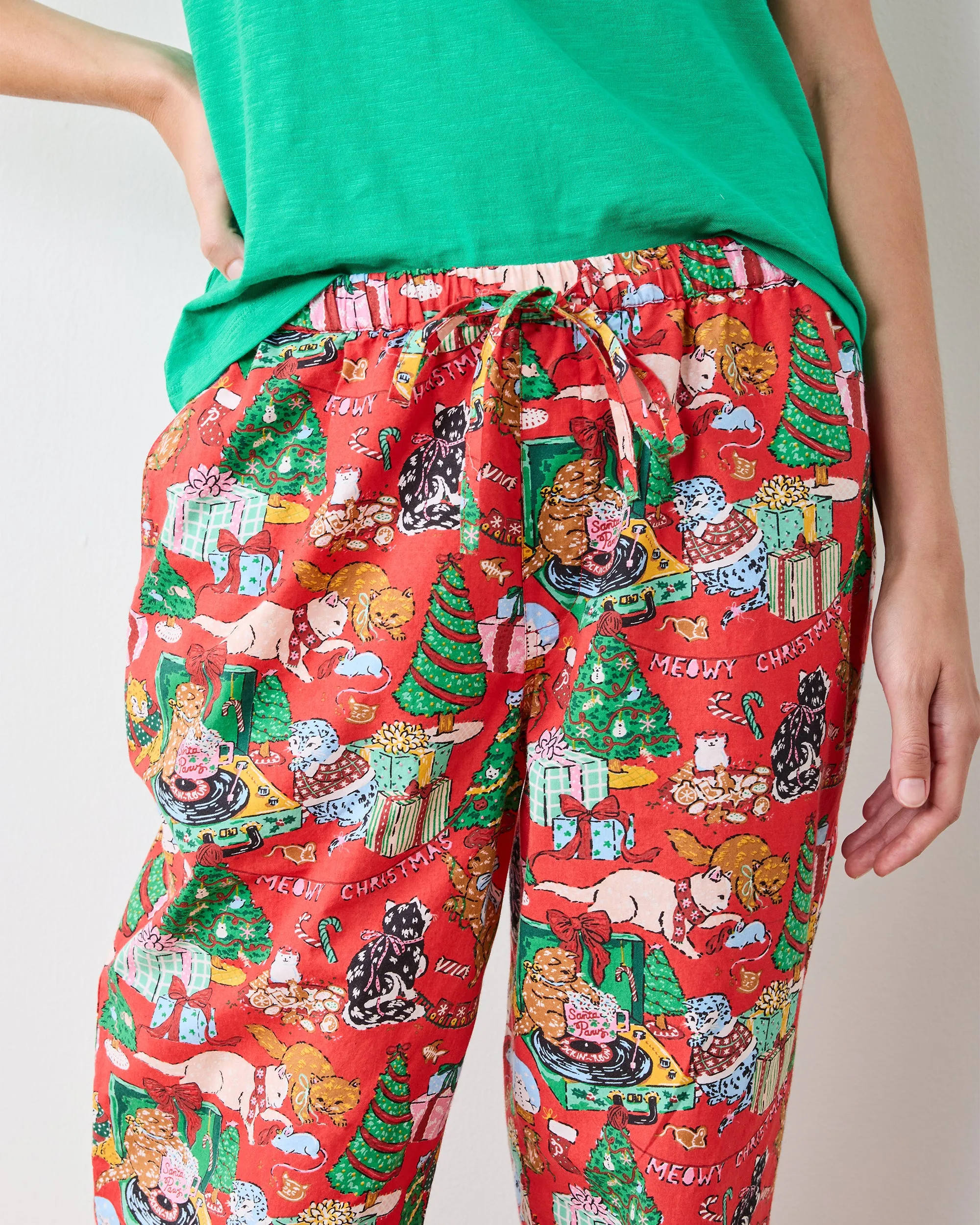 Meowy Christmas - PJ Pants - Red Bow sold by Printfresh product image thumbnail 3