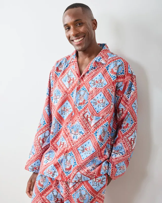 Reindeer Games - Men's Lightweight Flannel Long PJ Set - Red Sleigh sold by Printfresh