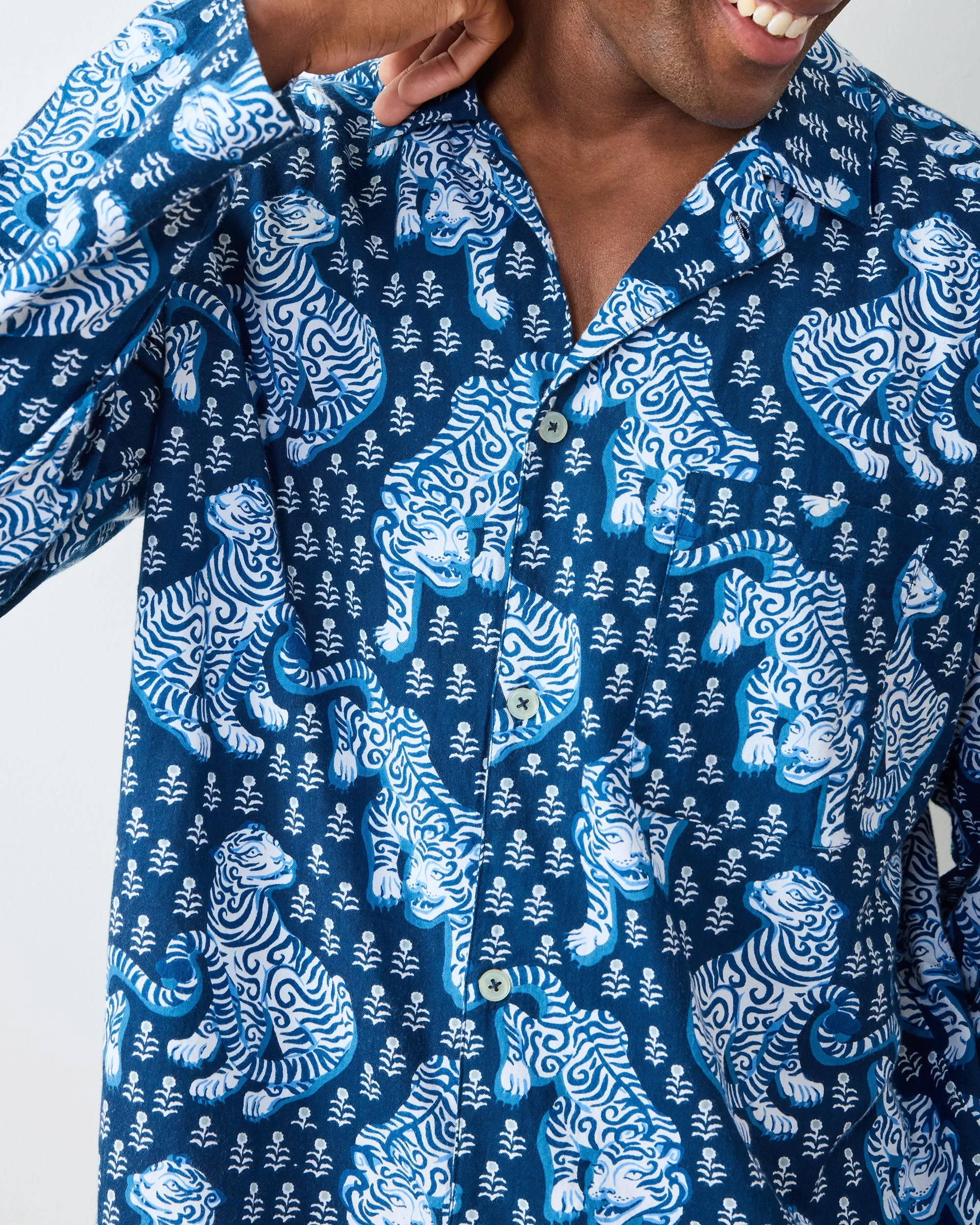 Tiger Queen - Men's Lightweight Flannel Long PJ Set - Indigo sold by Printfresh product image thumbnail 5