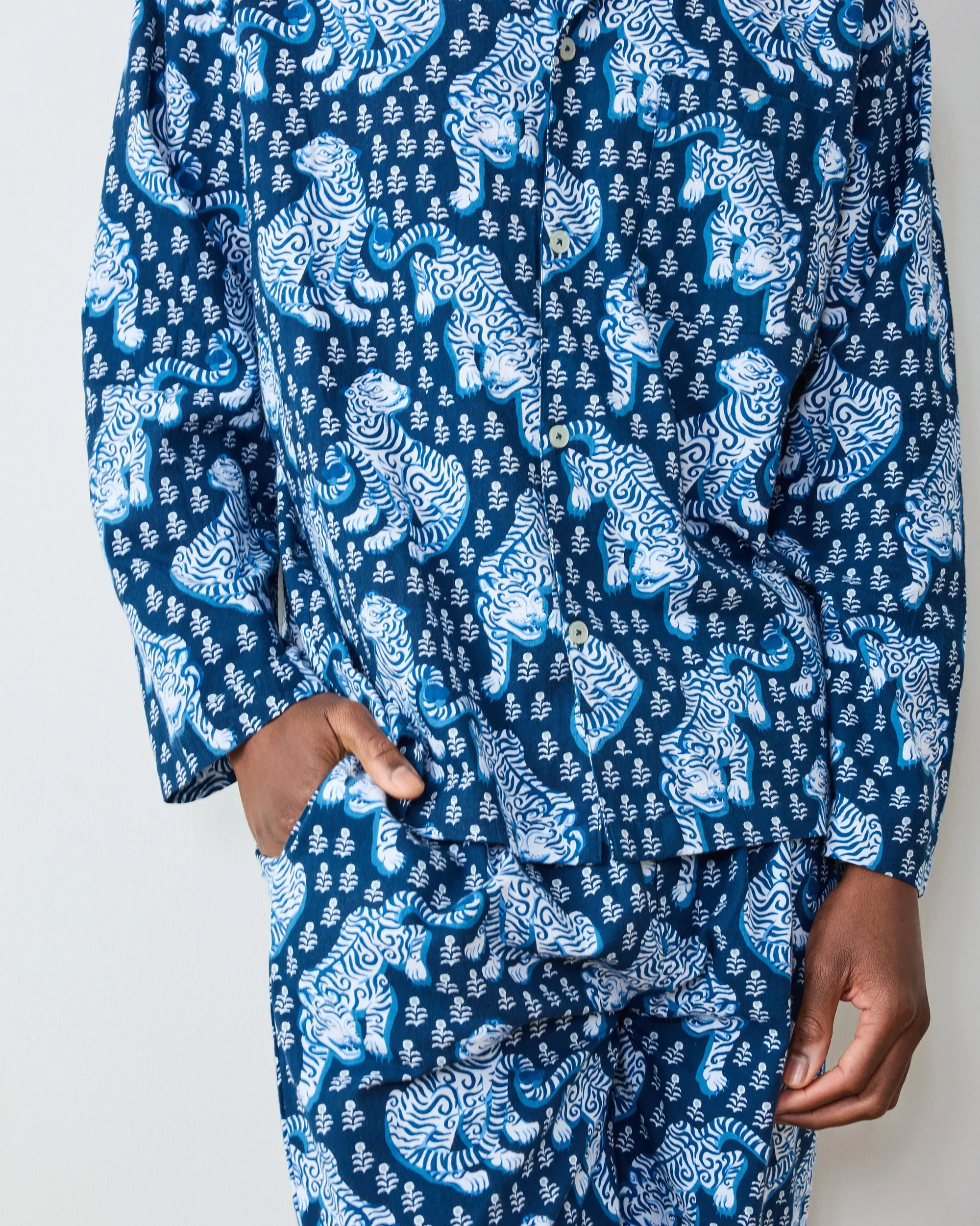 Tiger Queen - Men's Lightweight Flannel Long PJ Set - Indigo sold by Printfresh product image thumbnail 4
