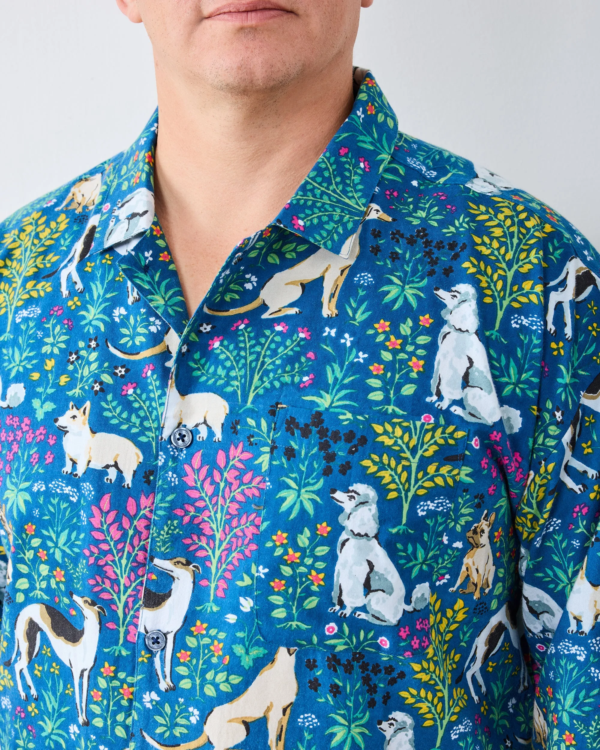 Must Love Dogs - Men's Lightweight Flannel Long PJ Set - Indigo sold by Printfresh product image thumbnail 4