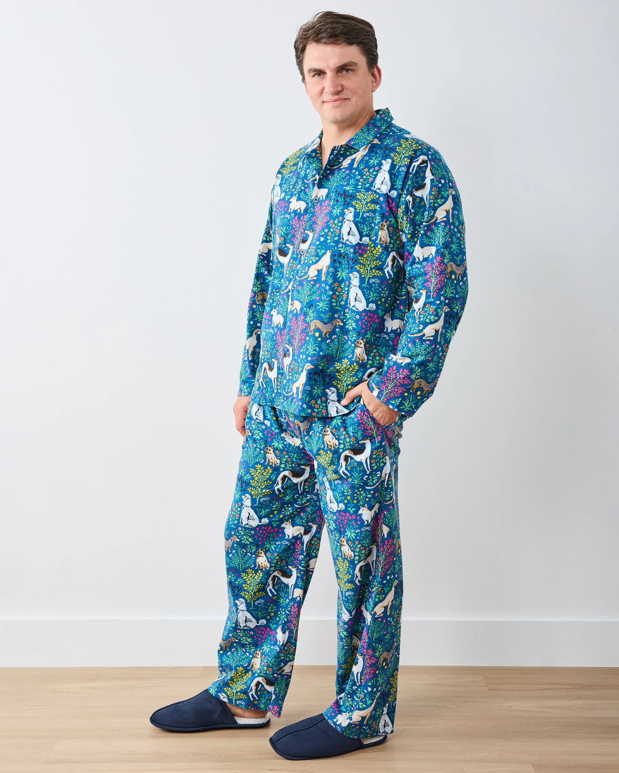Must Love Dogs - Men's Lightweight Flannel Long PJ Set - Indigo sold by Printfresh product image thumbnail 3