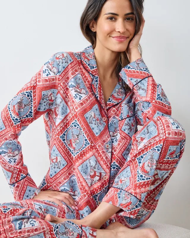 Reindeer Games - Lightweight Flannel Long PJ Set - Red Sleigh sold by Printfresh