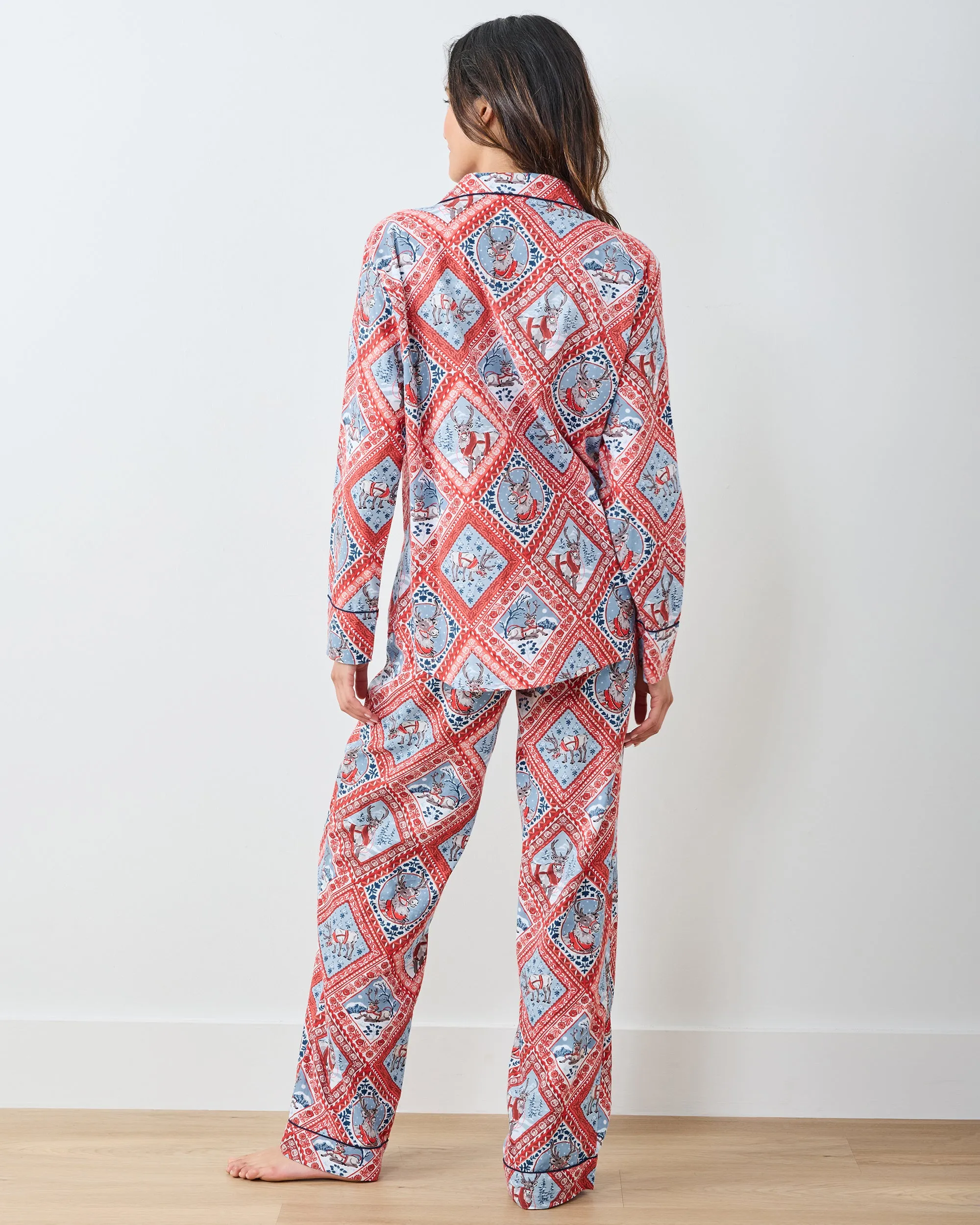 Reindeer Games - Lightweight Flannel Long PJ Set - Red Sleigh sold by Printfresh product image thumbnail 5