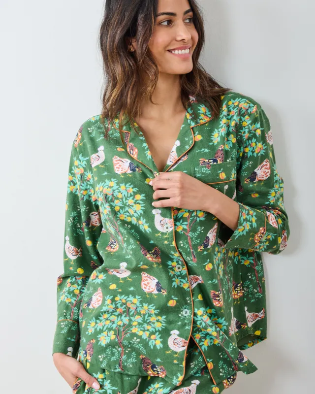 Hen House - Lightweight Flannel Long PJ Set - Olive sold by Printfresh