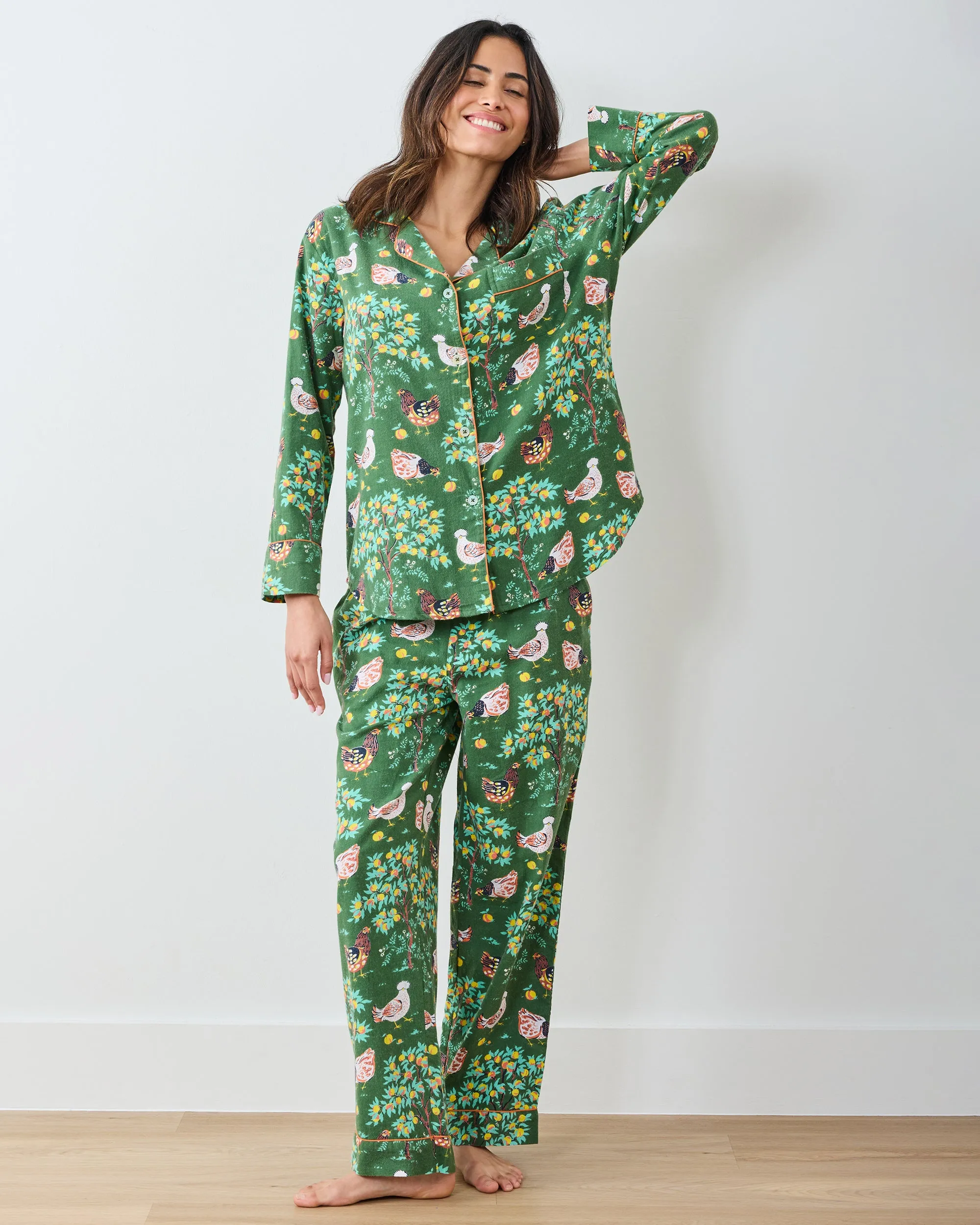 Hen House - Lightweight Flannel Long PJ Set - Olive sold by Printfresh product image thumbnail 4