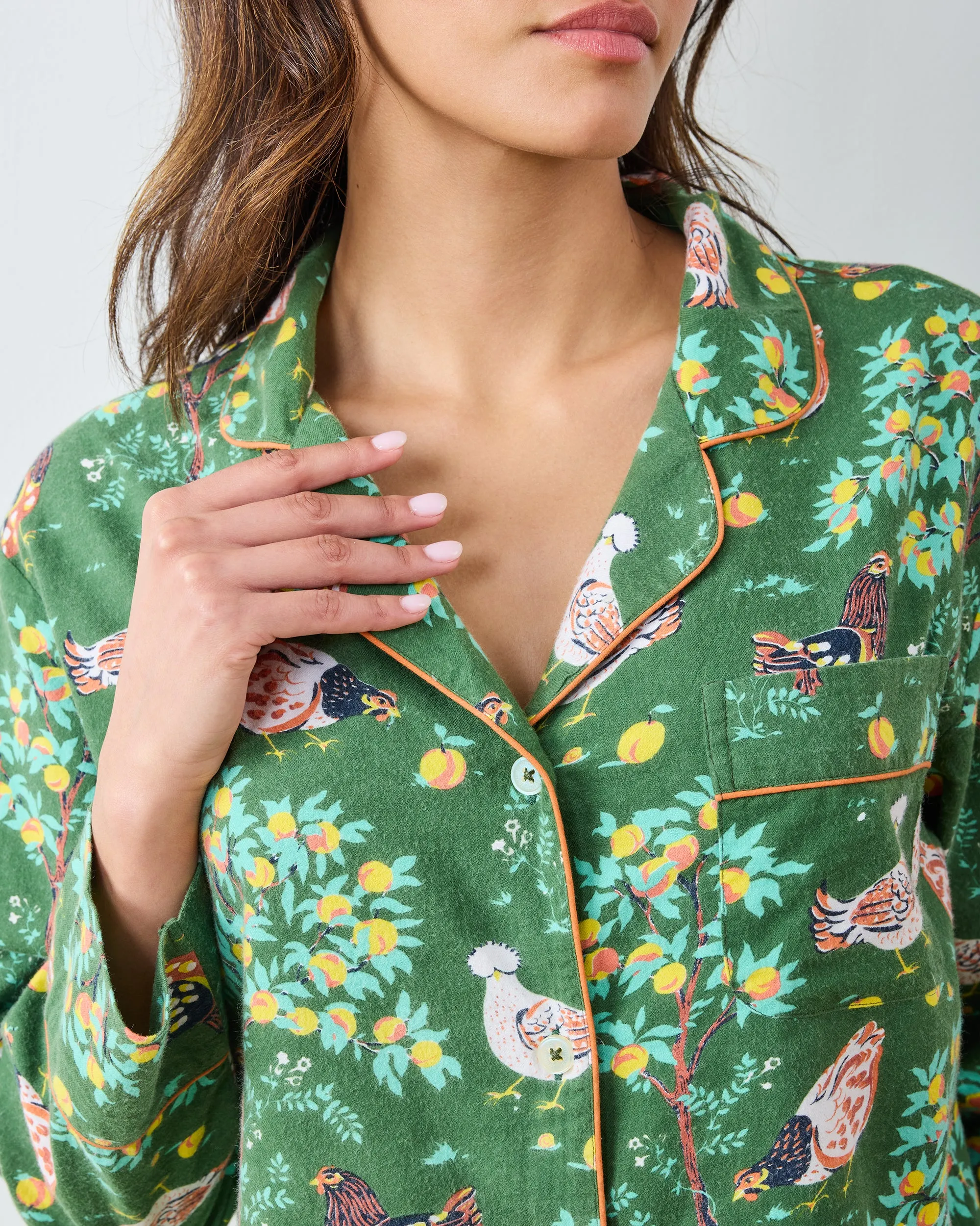 Hen House - Lightweight Flannel Long PJ Set - Olive sold by Printfresh product image thumbnail 3