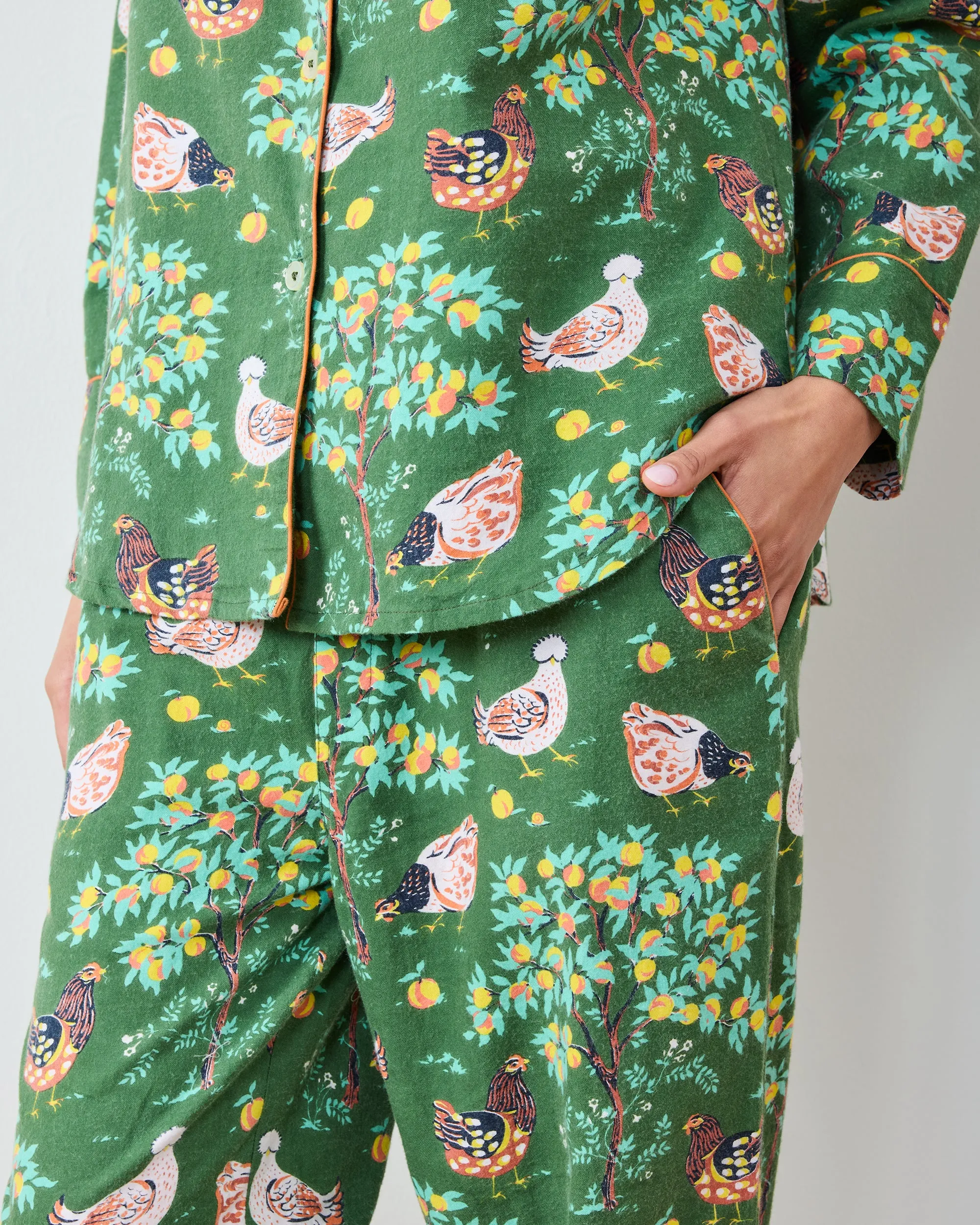 Hen House - Lightweight Flannel Long PJ Set - Olive sold by Printfresh product image thumbnail 2