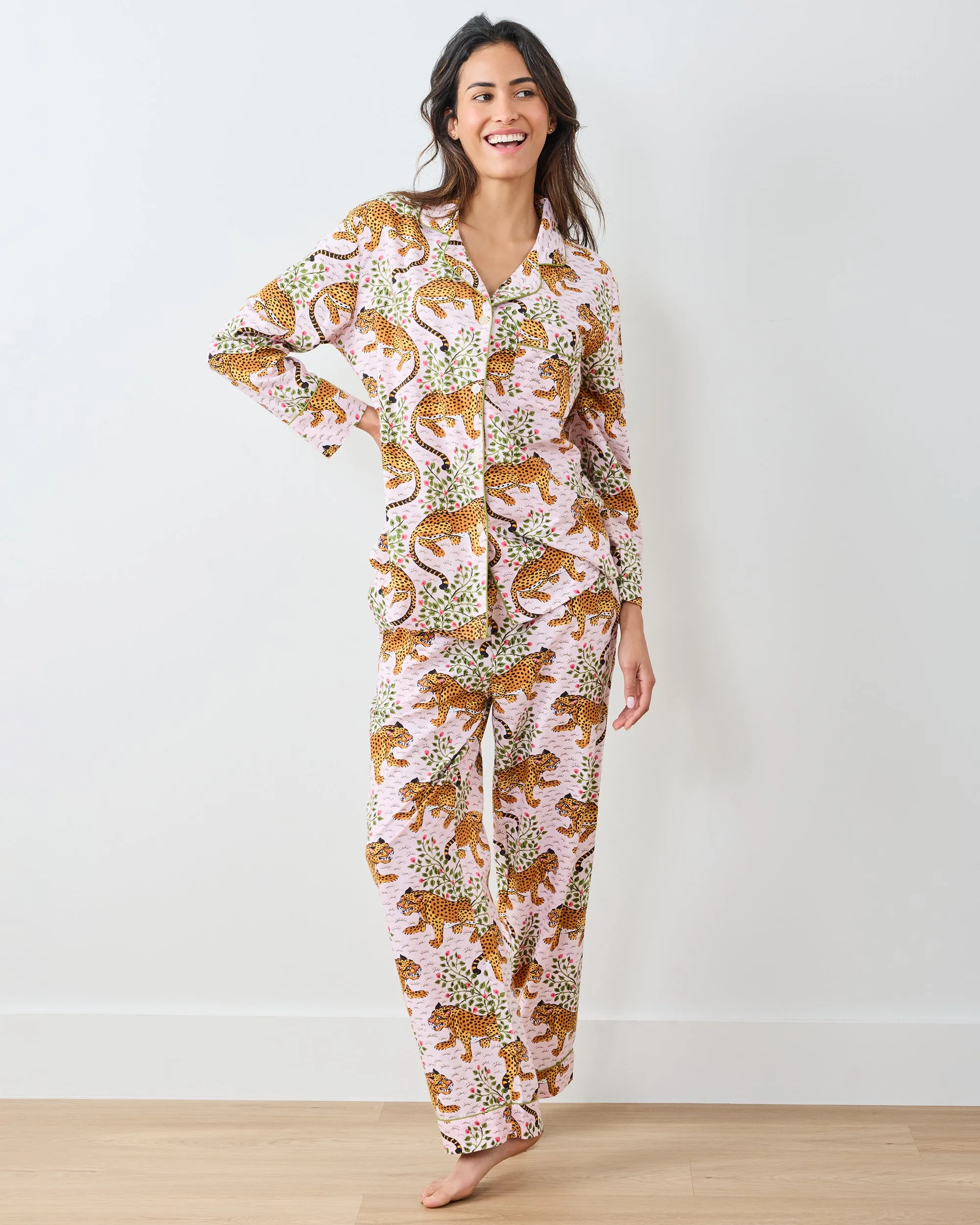 Bagheera - Lightweight Flannel Long PJ Set - Blush sold by Printfresh product image thumbnail 3