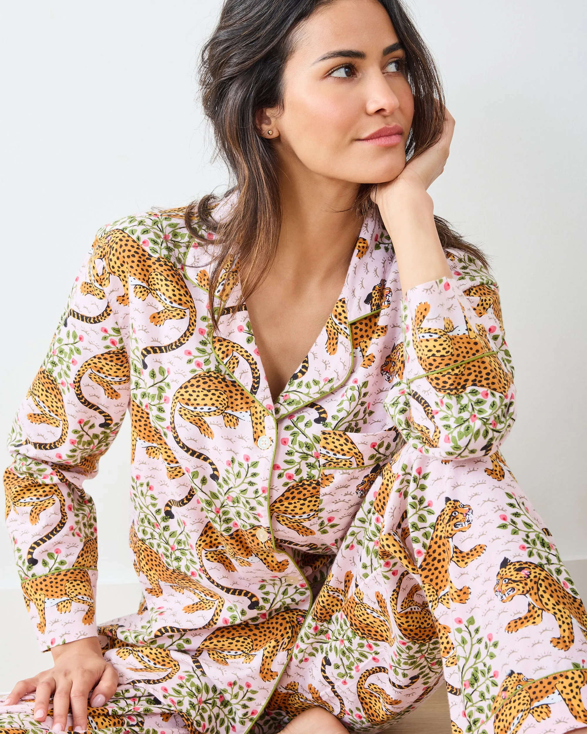 Bagheera - Lightweight Flannel Long PJ Set - Blush sold by Printfresh