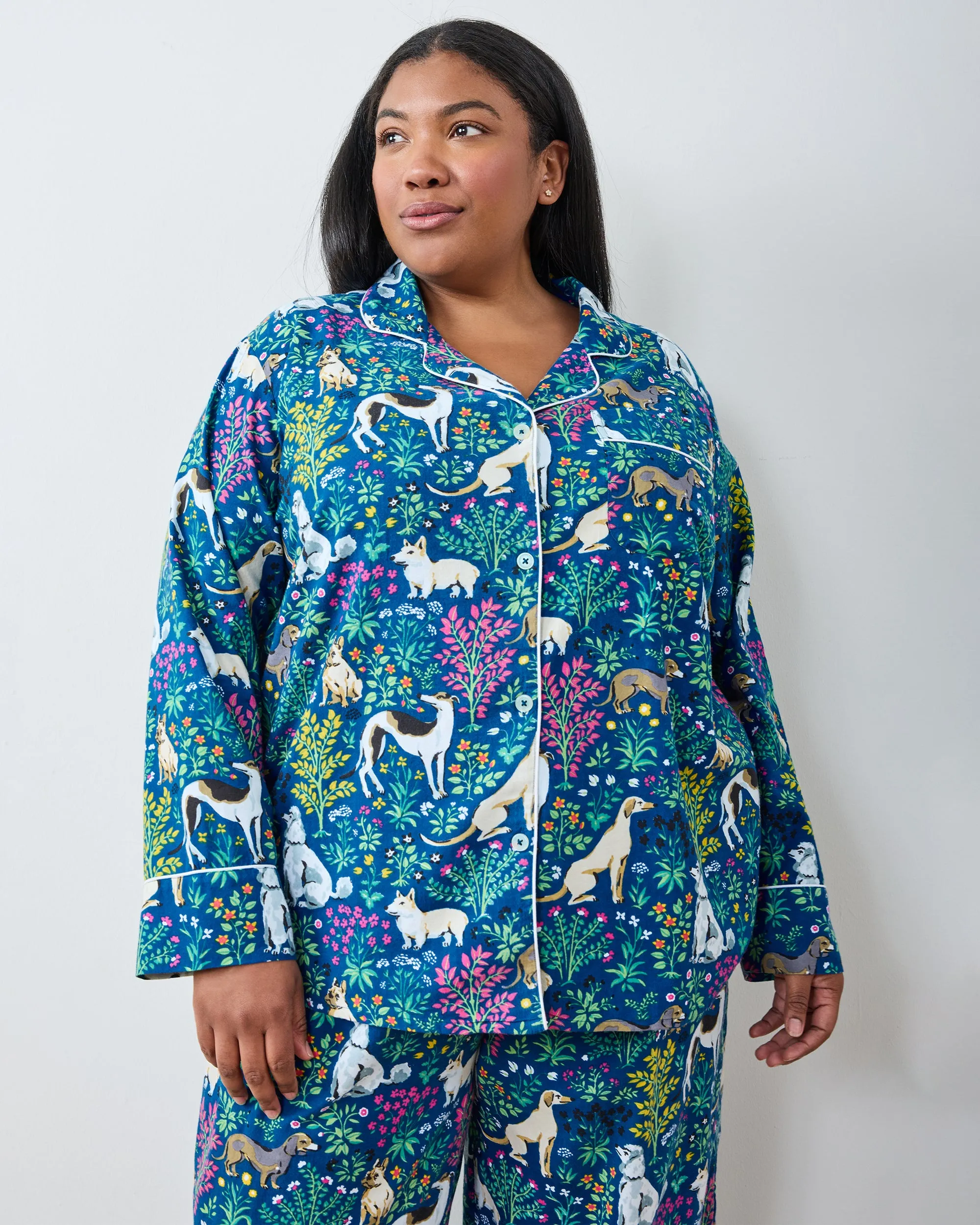 Must Love Dogs - Petite Lightweight Flannel Long PJ Set - Indigo sold by Printfresh product image thumbnail 3