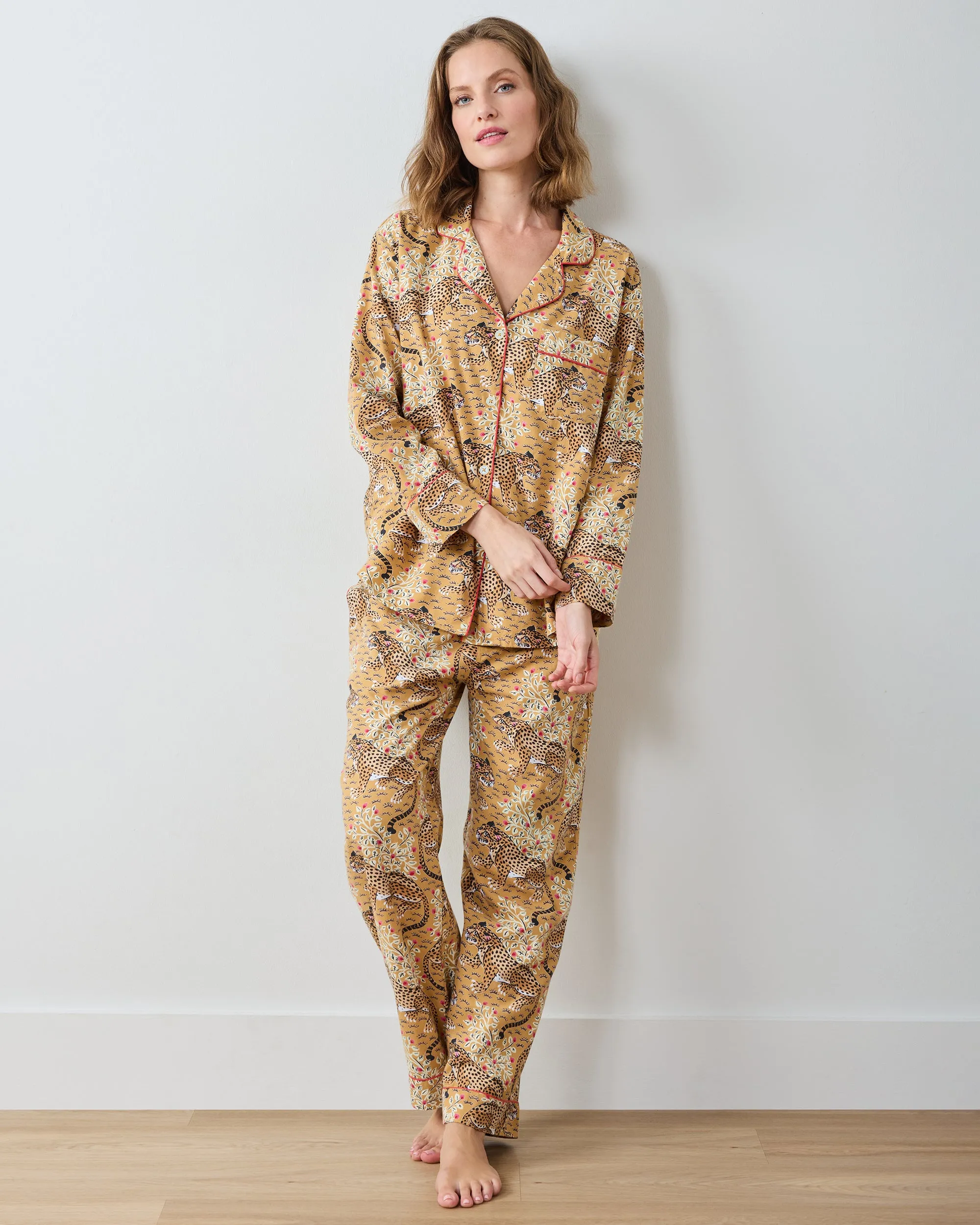 Bagheera - Tall Lightweight Flannel Long PJ Set - Tobacco sold by Printfresh