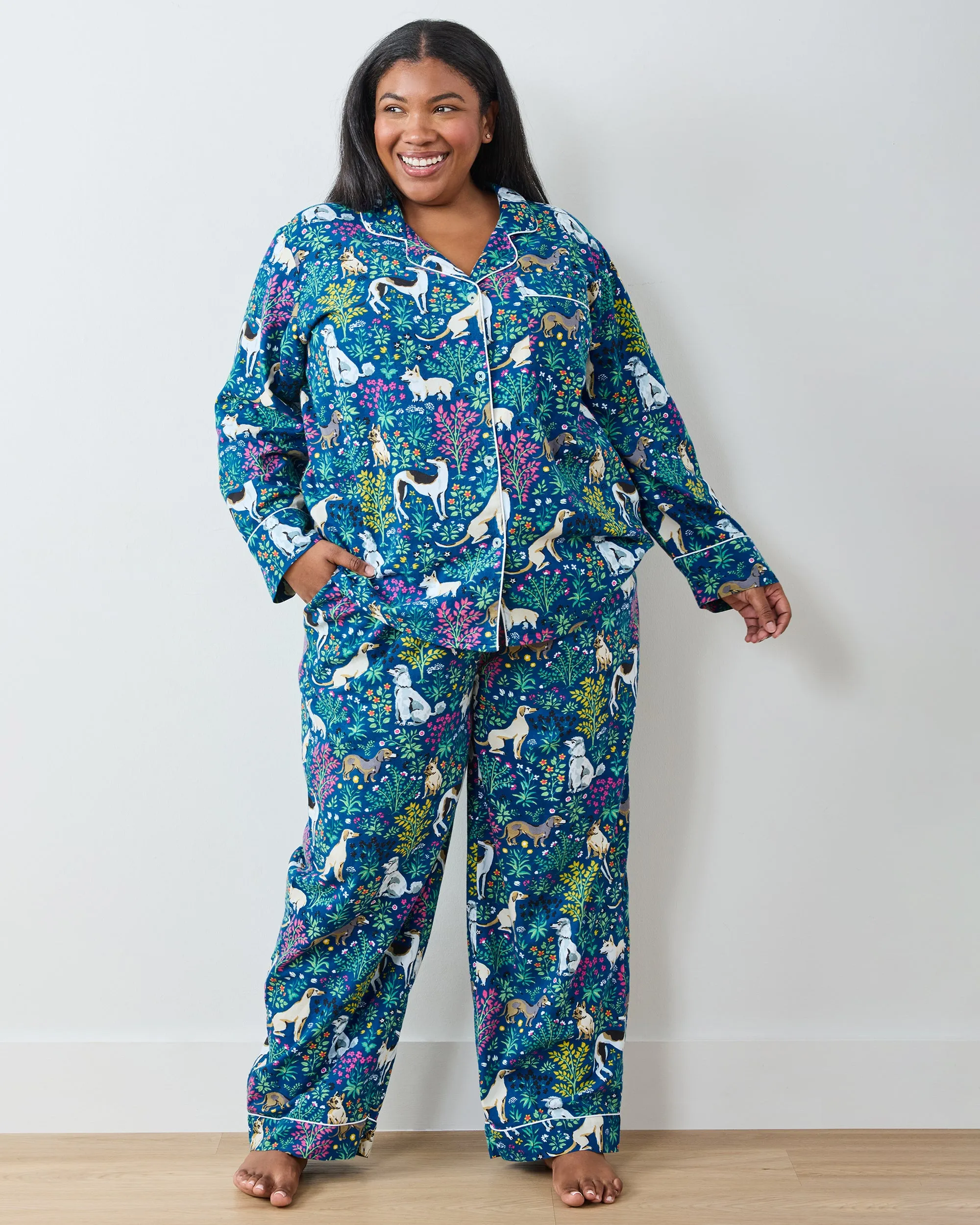 Must Love Dogs - Tall Lightweight Flannel Long PJ Set - Indigo sold by Printfresh