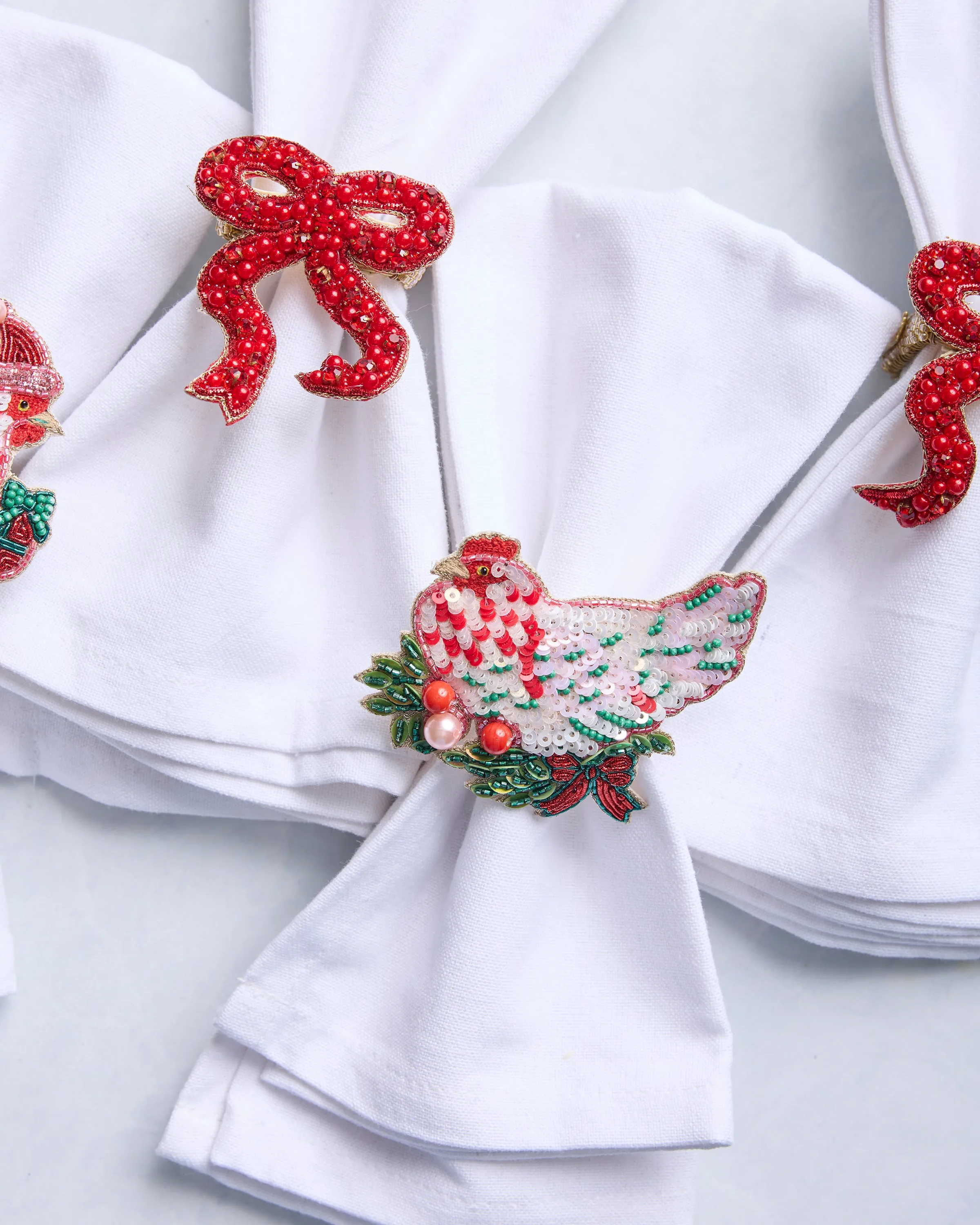 Holiday Hens/Bow - Napkin Ring Set Of 4 - Red Multi sold by Printfresh product image thumbnail 4