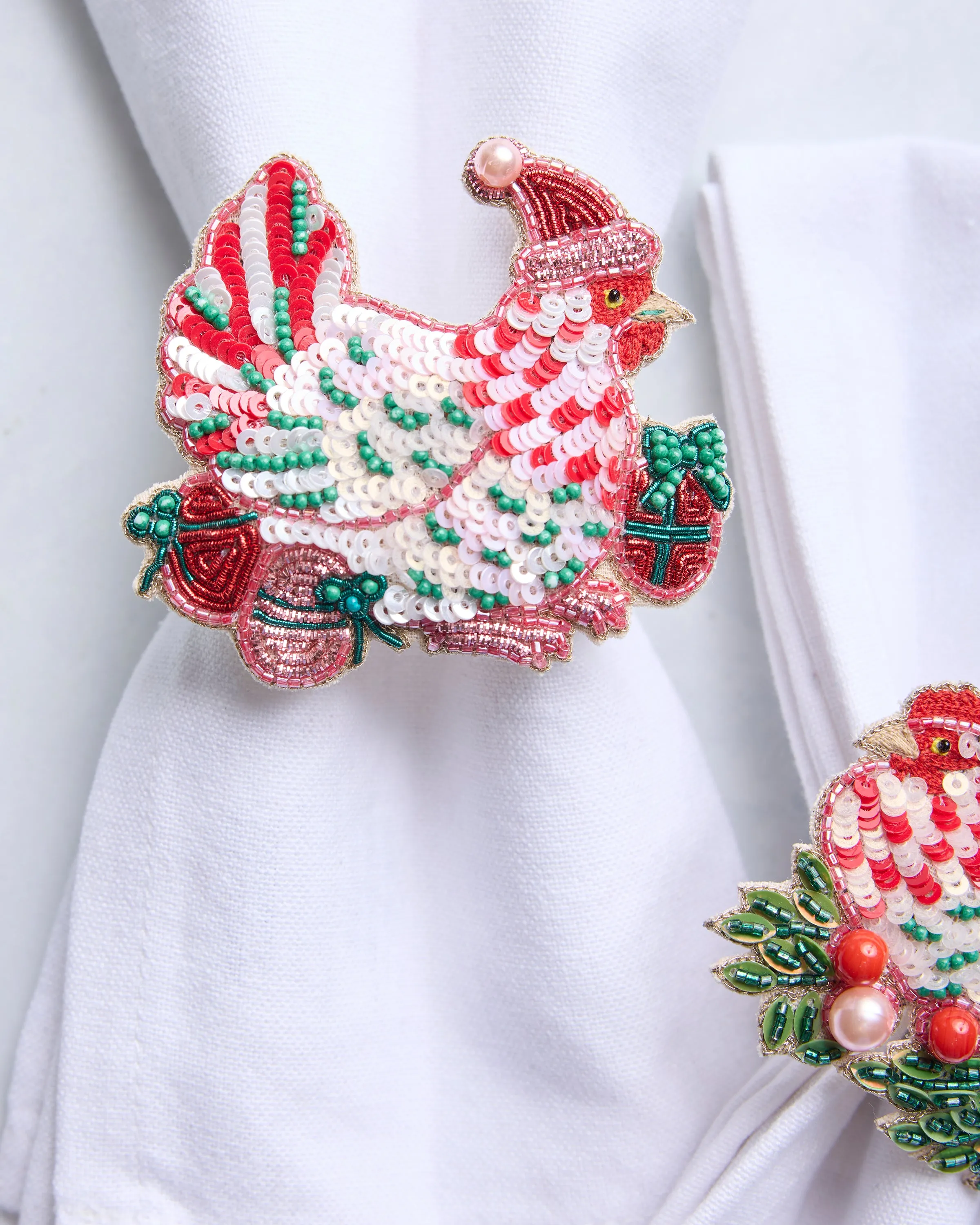 Holiday Hens/Bow - Napkin Ring Set Of 4 - Red Multi sold by Printfresh product image thumbnail 3