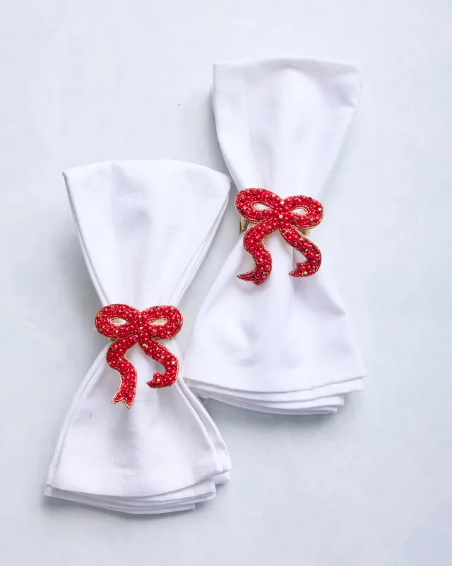 Holiday Bow - Napkin Ring Set Of 2 - Red sold by Printfresh