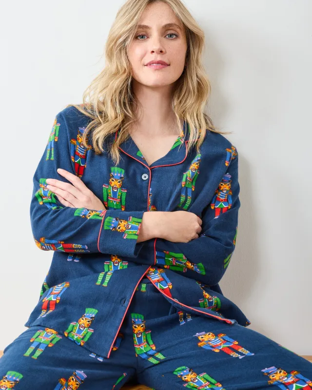 Leopard Nutcrackers - Midweight Flannel Long PJ Set - Navy sold by Printfresh