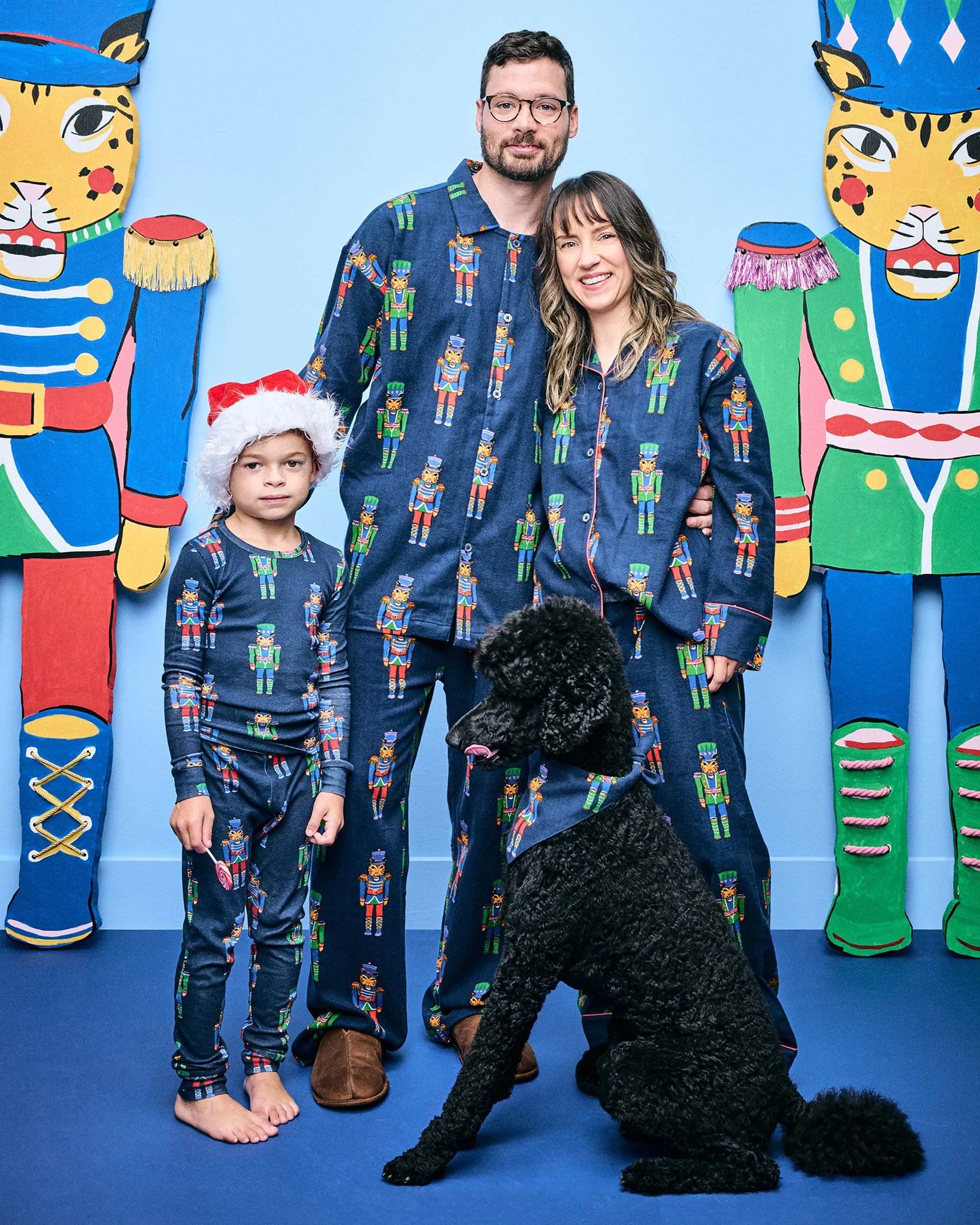 Leopard Nutcrackers - Men's Midweight Flannel Long PJ Set - Navy sold by Printfresh product image thumbnail 2