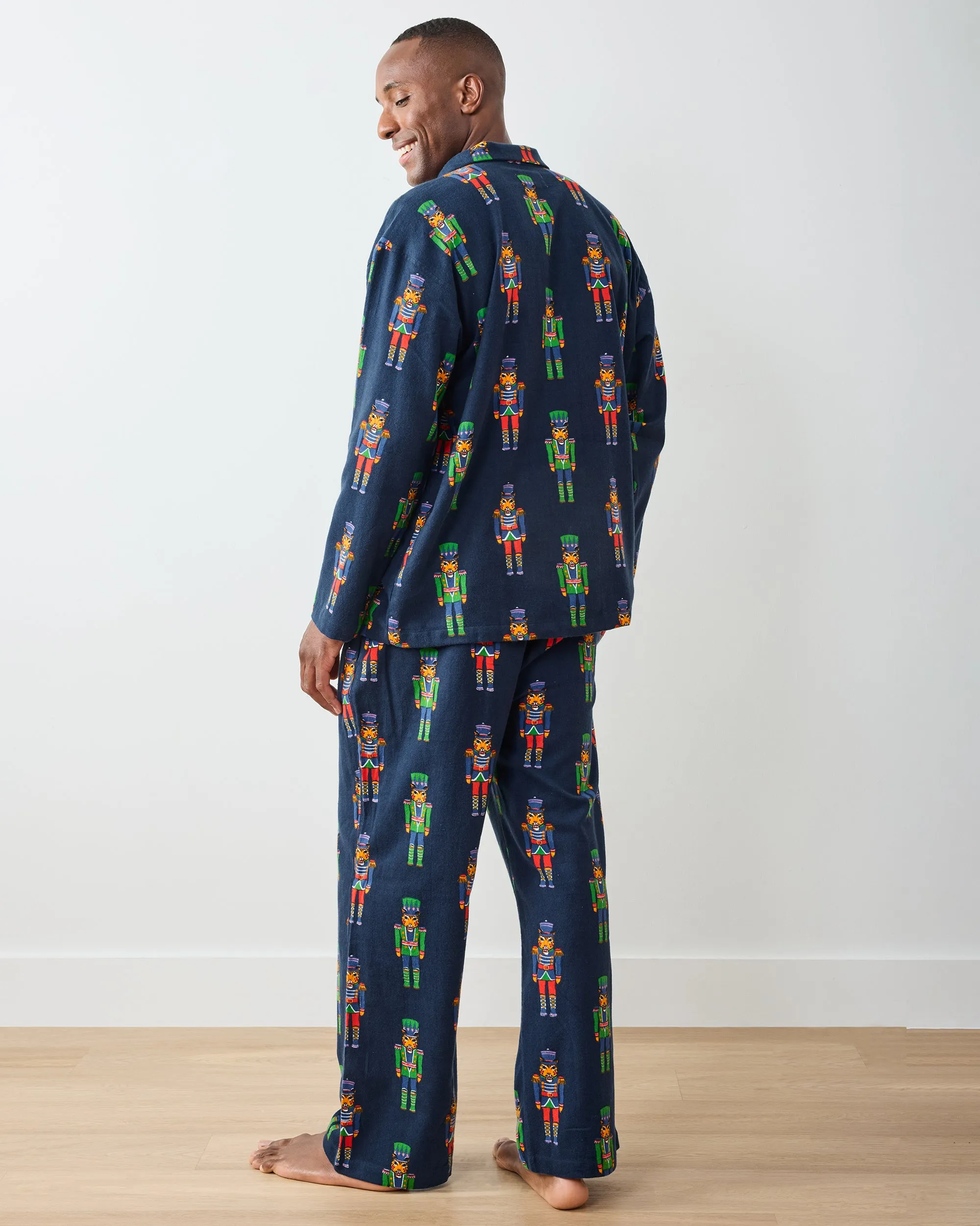 Leopard Nutcrackers - Men's Midweight Flannel Long PJ Set - Navy sold by Printfresh product image thumbnail 5