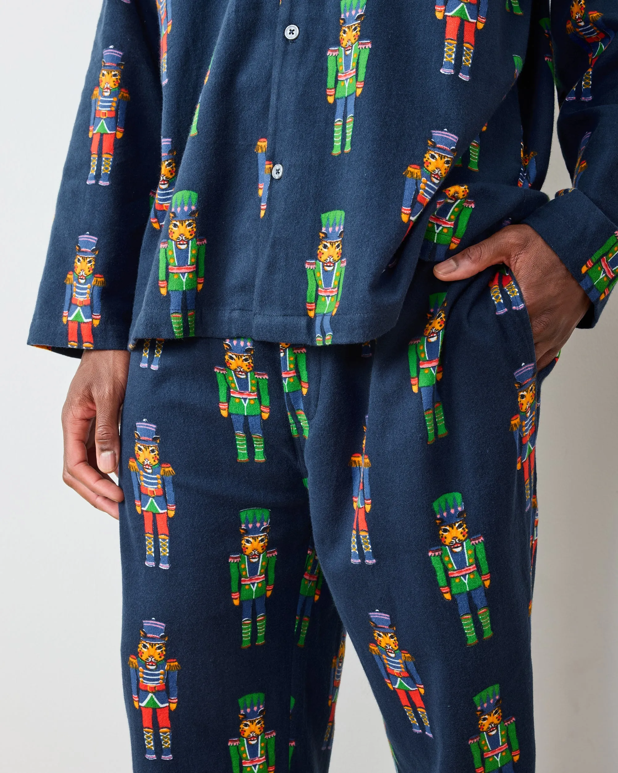 Leopard Nutcrackers - Men's Midweight Flannel Long PJ Set - Navy sold by Printfresh product image thumbnail 4