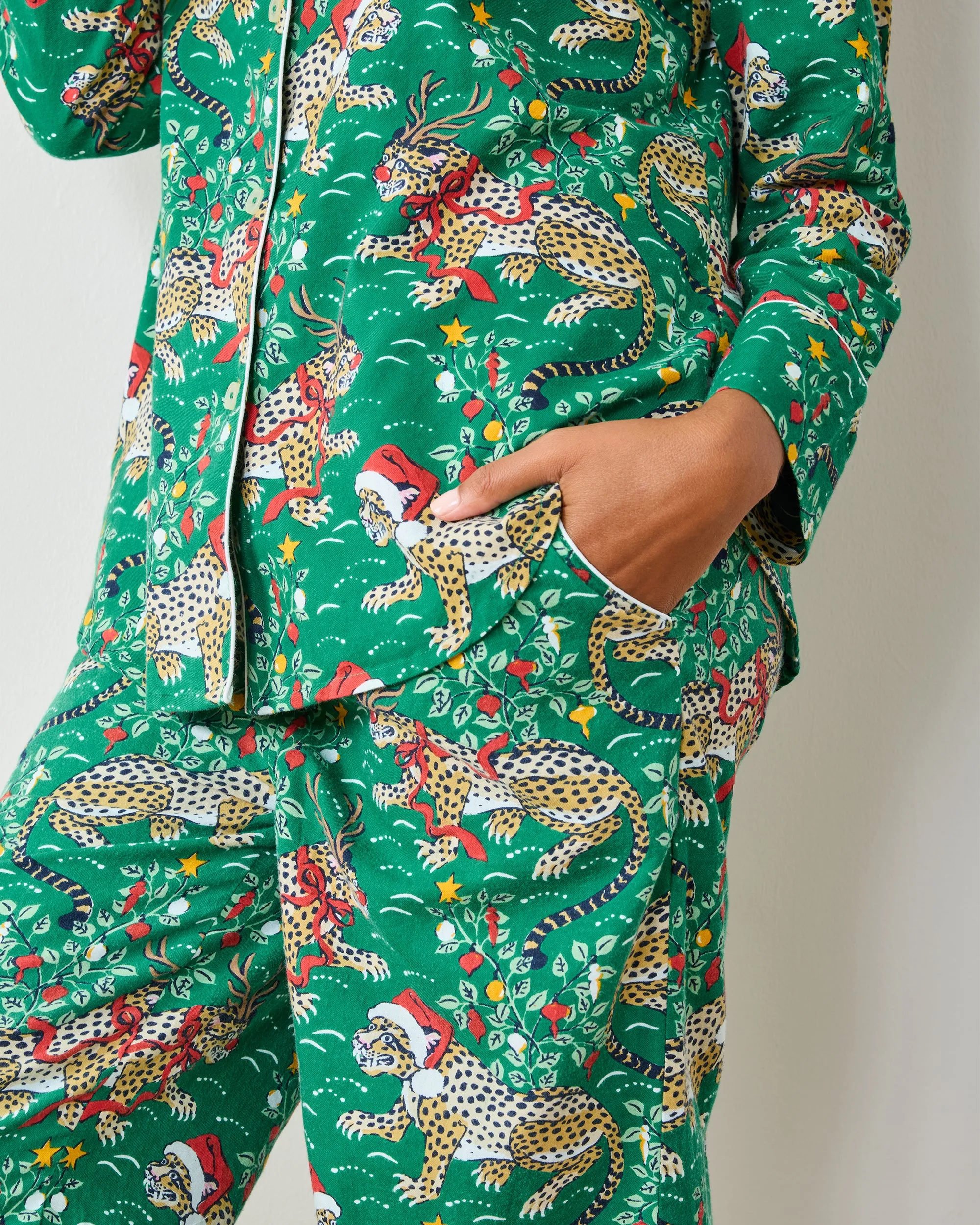 Very Merry Bagheera - Tall Lightweight Flannel Long PJ Set - Mistletoe sold by Printfresh product image thumbnail 4
